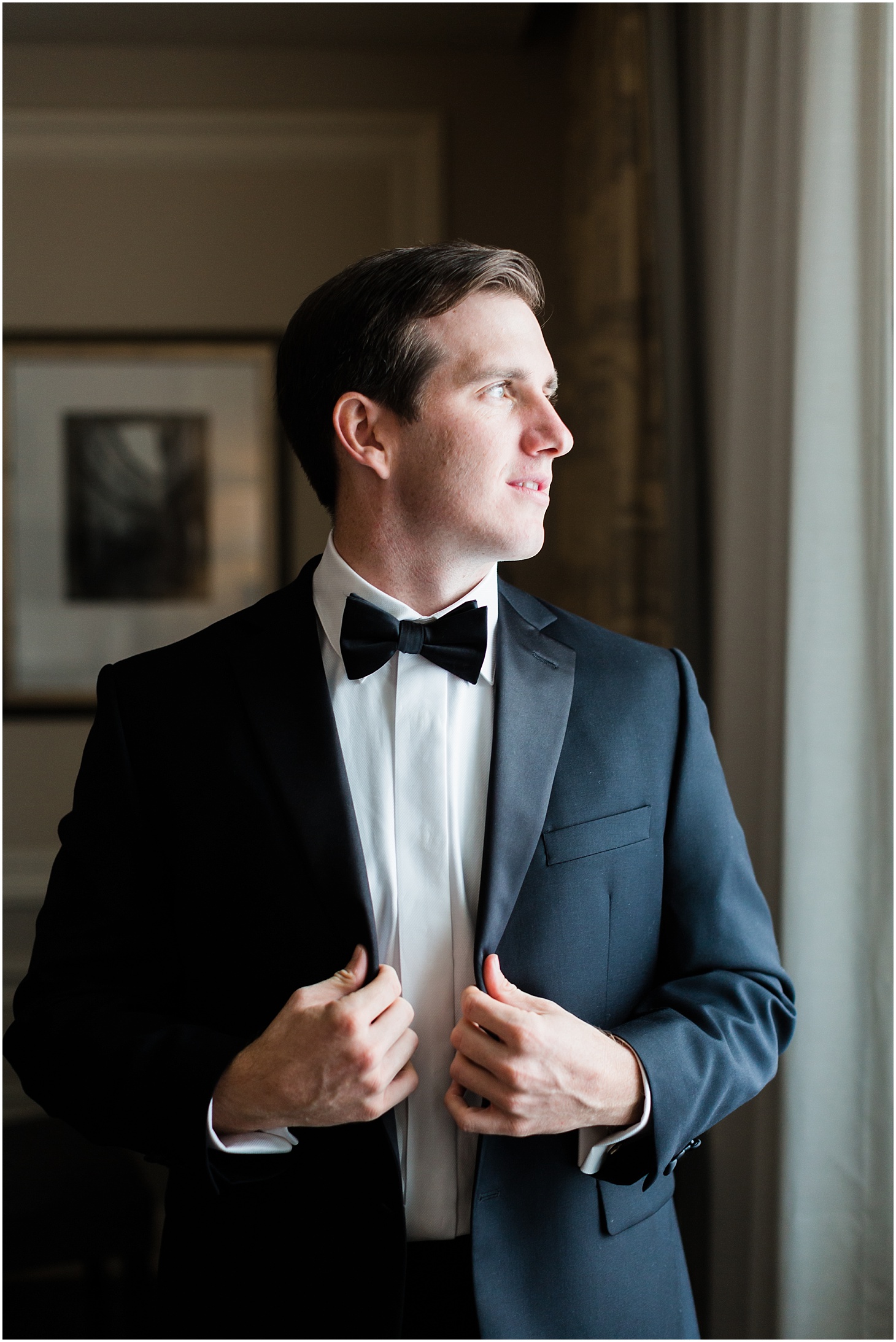 Groom's Portrait at The Jefferson Hotel in Washington, DC | Summer Rooftop Wedding at The Capitol View at 400 | Sarah Bradshaw Photography | Washington DC Wedding Photographer