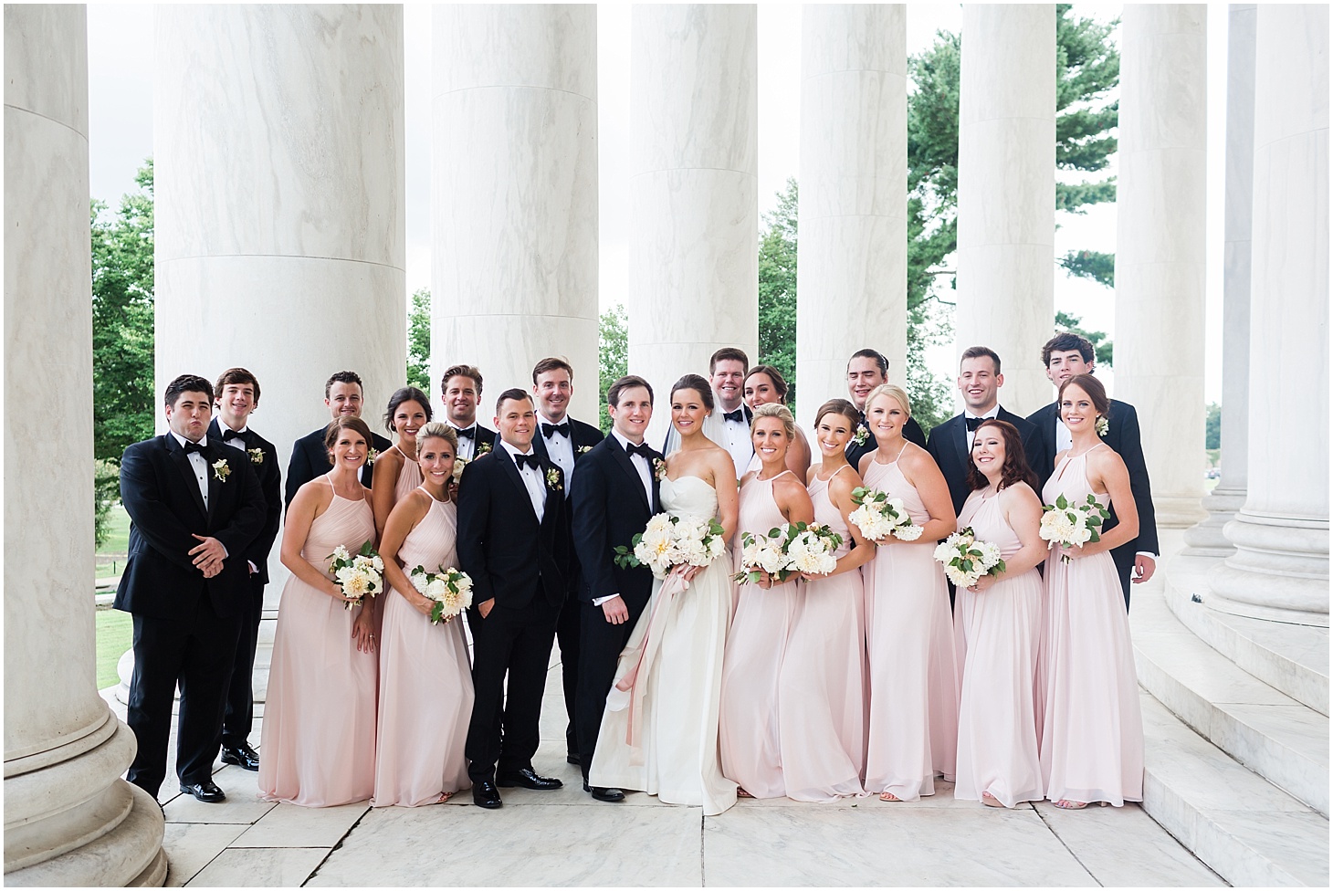Bridal Party Portraits at the Jefferson Memorial | Summer Rooftop Wedding at The Capitol View at 400 | Sarah Bradshaw Photography | Washington DC Wedding Photographer