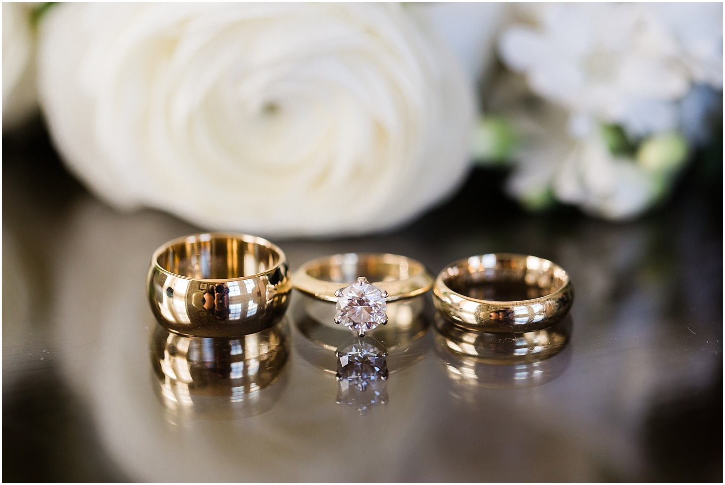 Gold Engagement Ring and Wedding Bands, Champagne-toned Multicultural Wedding the Hay-Adams Hotel, Ceremony at National City Christian Church, Sarah Bradshaw Photography, DC Wedding Photographer