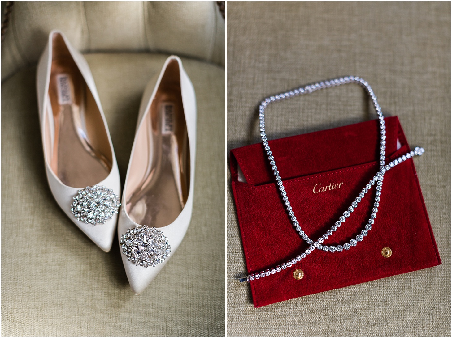 Badgley Mischka Crystal Embellished Wedding Shoes and Cartier Jewelry, Champagne-toned Multicultural Wedding at Hay-Adams Hotel, Sarah Bradshaw Photography