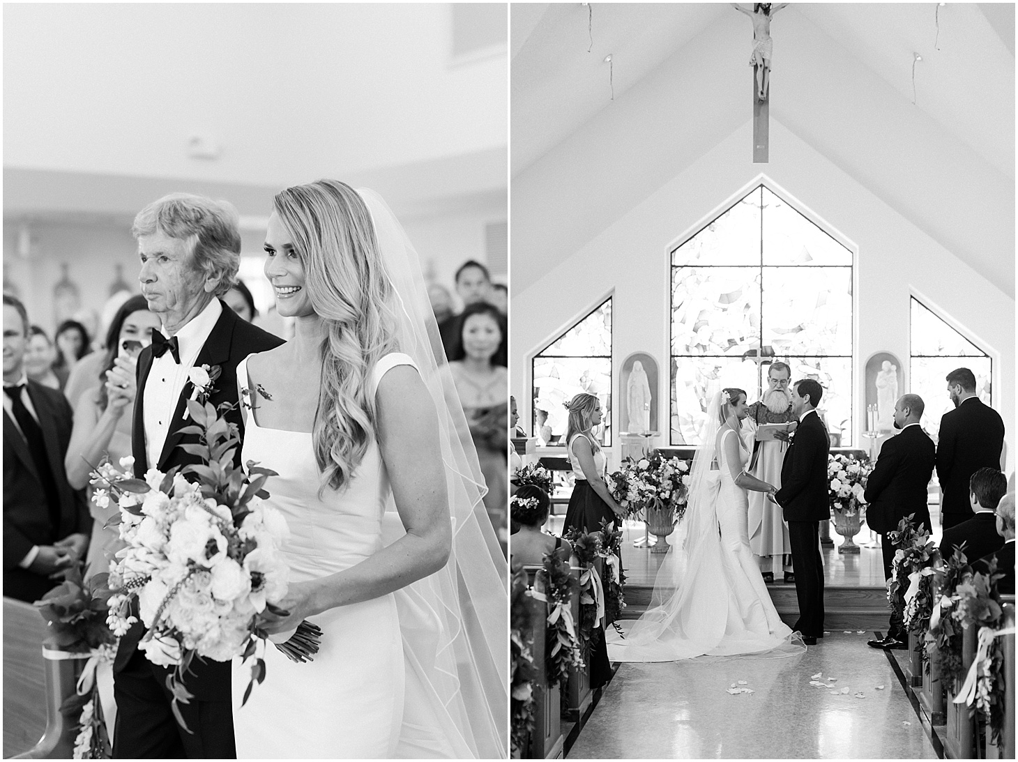 Ceremony at St. Isidore the Farmer Catholic Church, Green and White Summer Wedding at The Inn at Willow Grove, Sarah Bradshaw Photography, DC Wedding Photographer