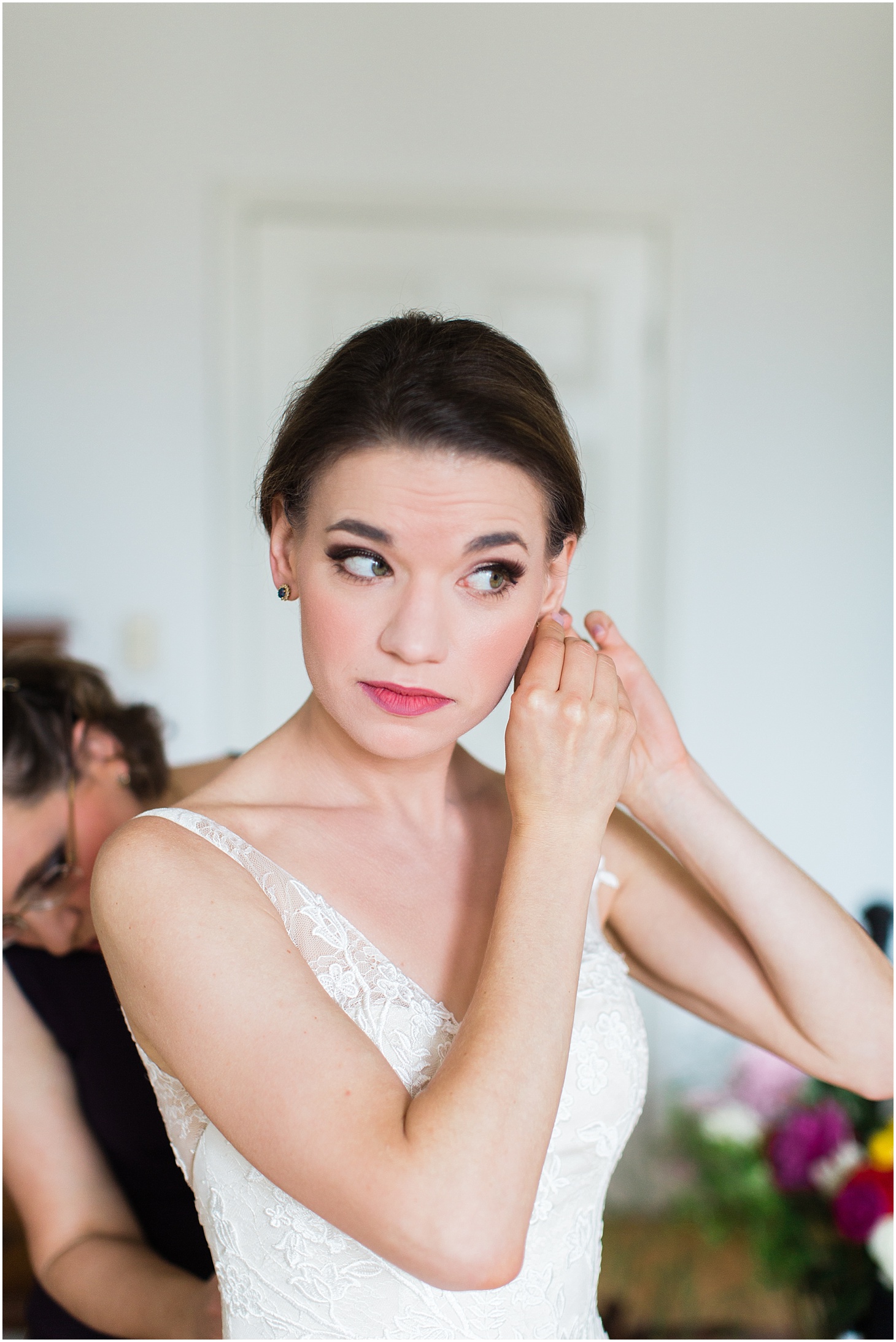 Bride Getting Ready in DC Home, Black Tie Hay-Adams Wedding with Summer Florals, Ceremony at Capitol Hill Baptist Church, Sarah Bradshaw Photography, DC Wedding Photographer