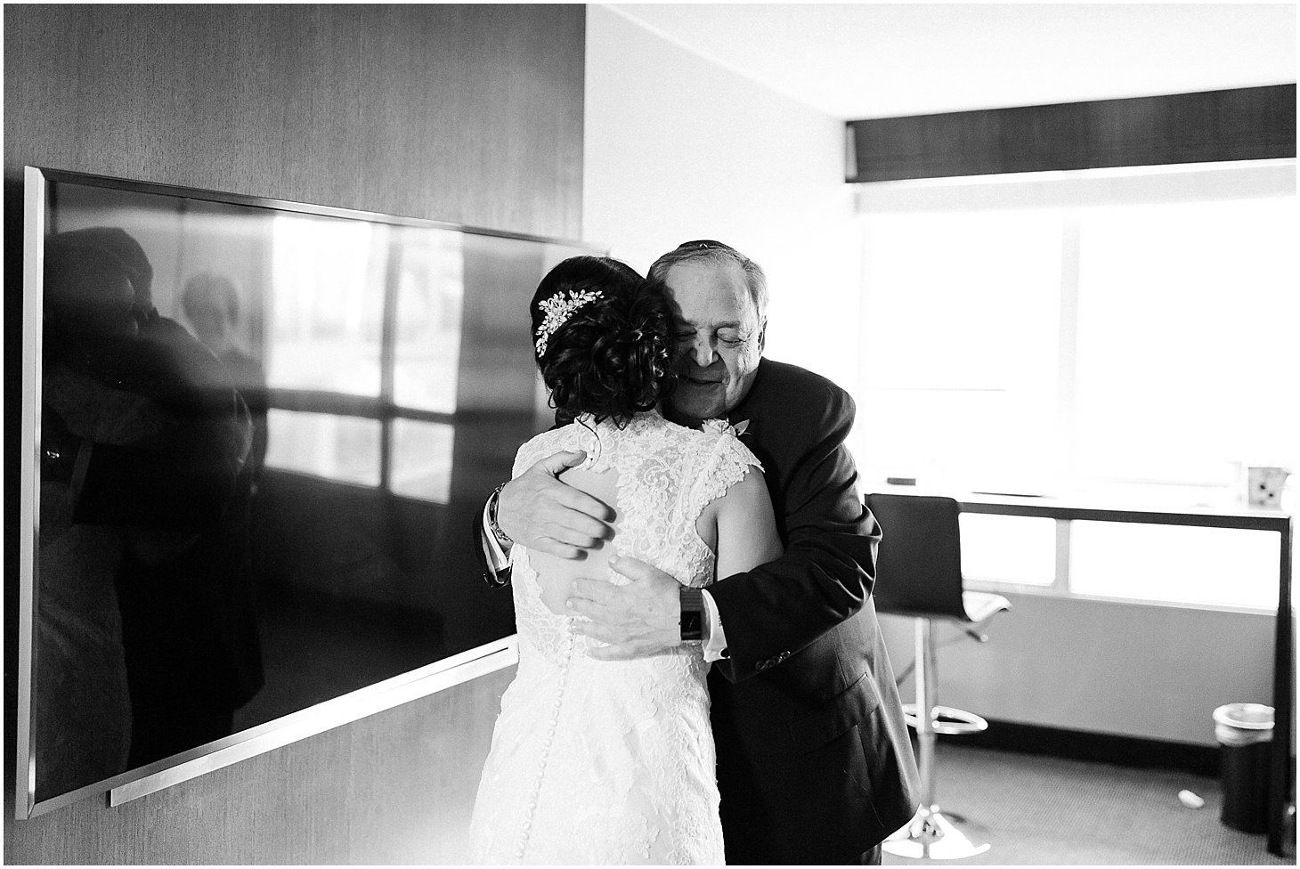 Bride and Grandfather at Liaison Hotel, Hexagon-Inspired Emerald Wedding at Union Station in Washington DC, Sarah Bradshaw Photography