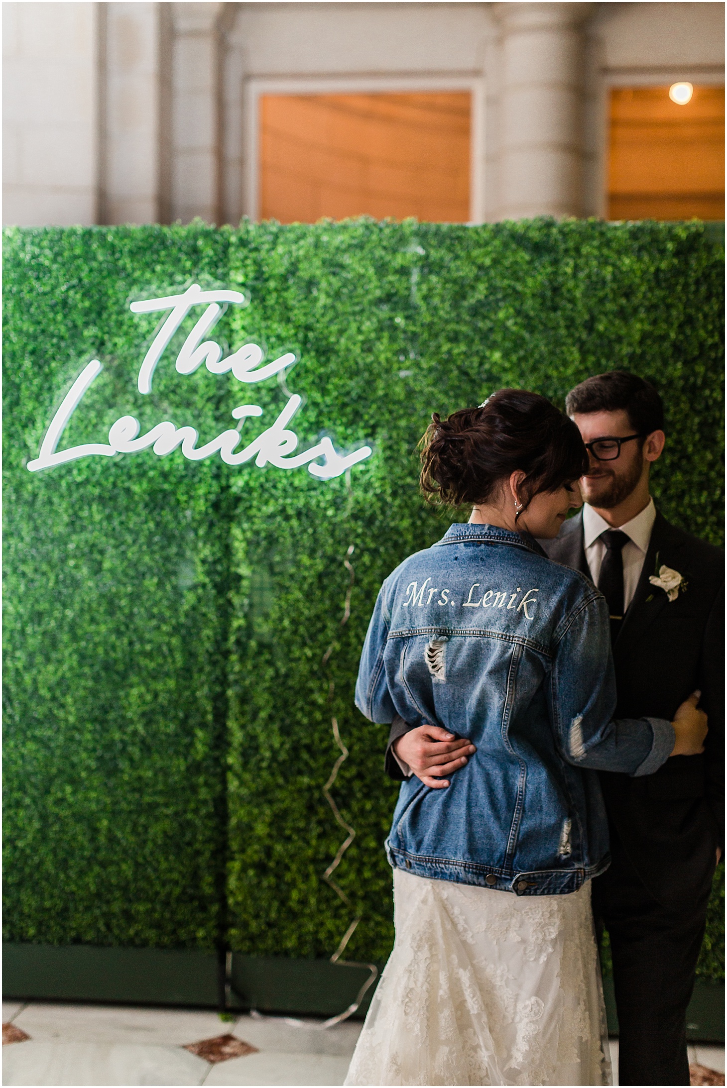 Wedding Reception at Union Station, Brite Lite Tribe Neon Sign, Hexagon-Inspired Emerald Wedding at Union Station in Washington DC, Sarah Bradshaw Photography