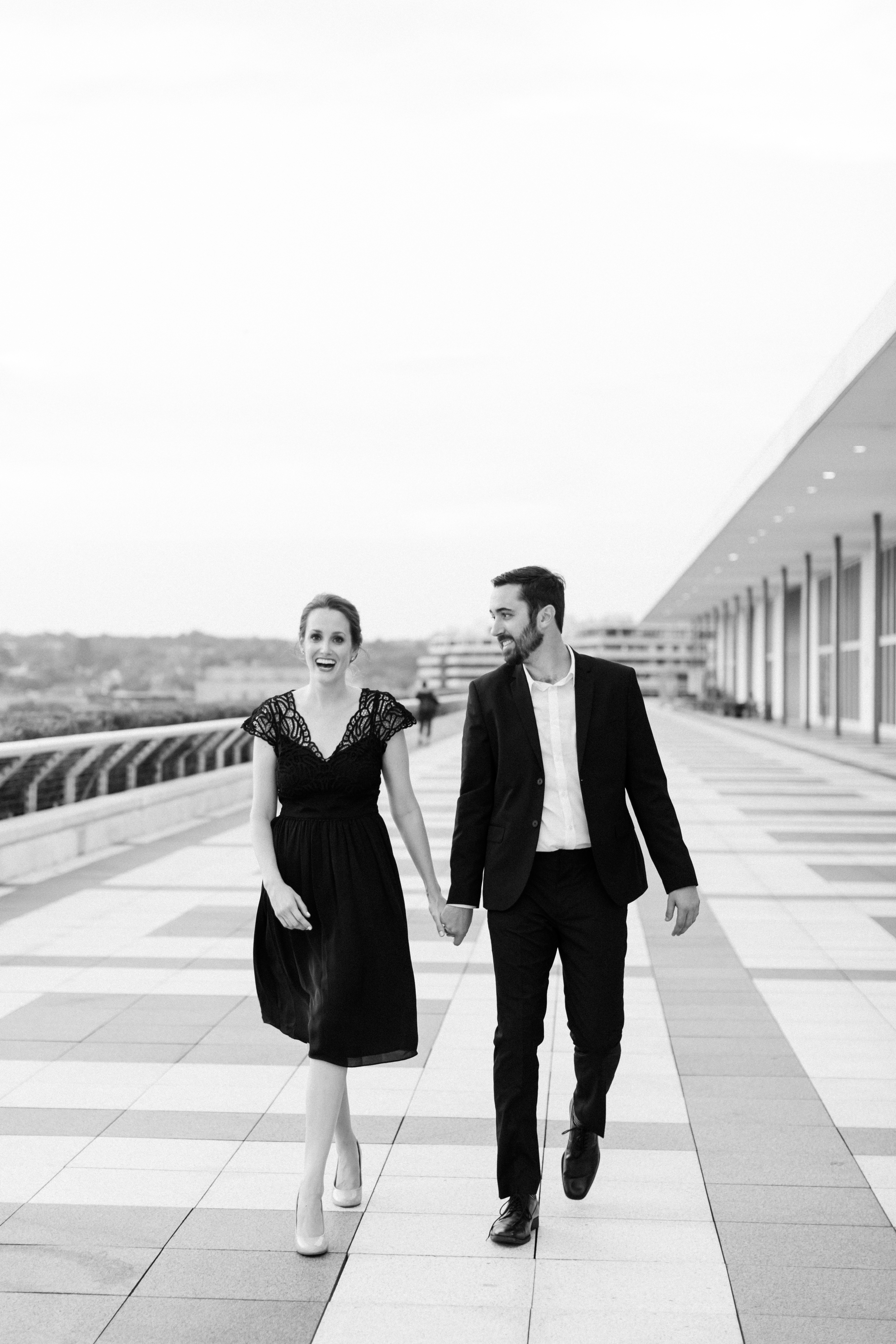 Formal Engagement Portraits at Kennedy Center in DC, Black Tie Evening Engagement Session at Kennedy Center and Memorial Bridge, Sarah Bradshaw Photography