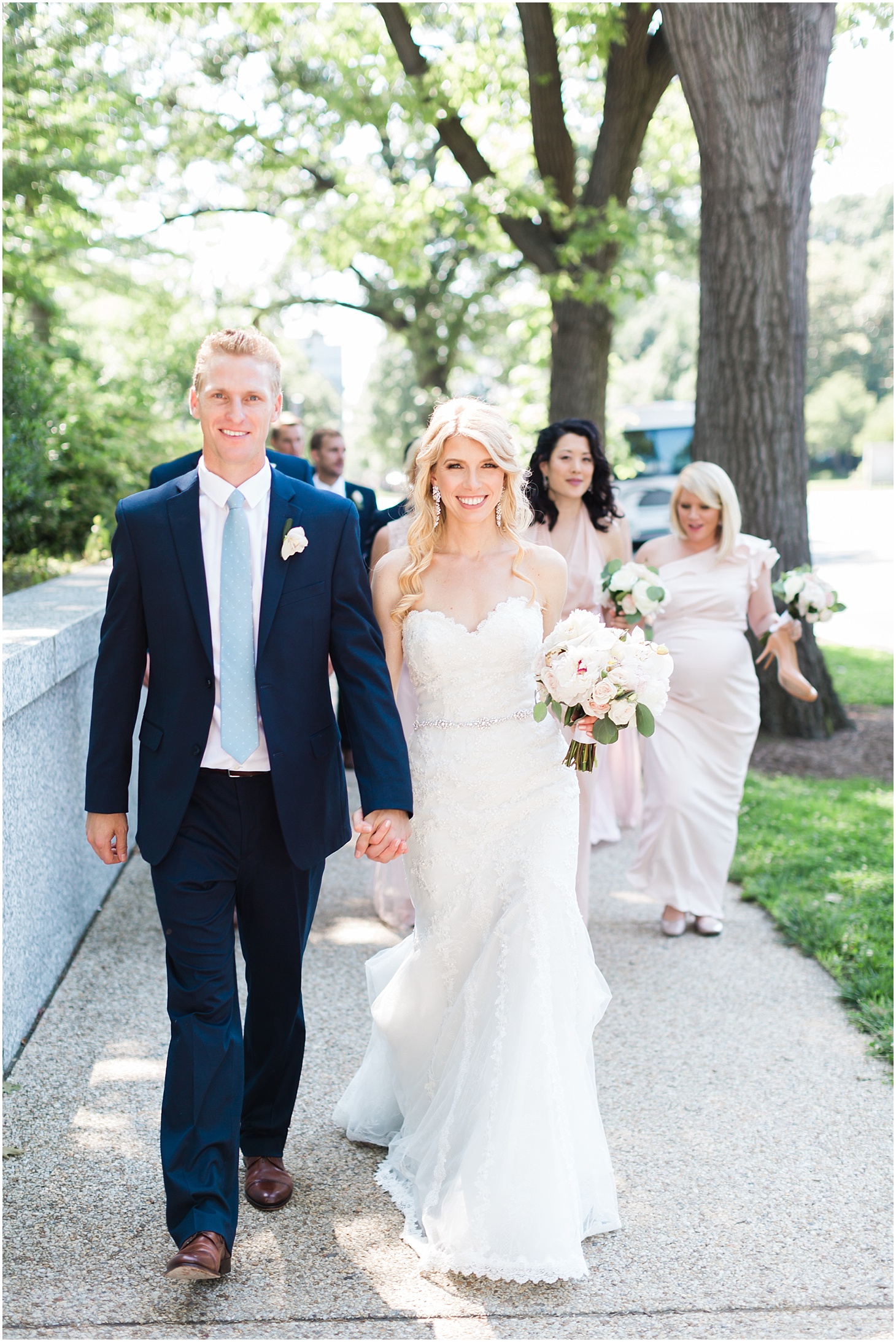 Bridal Party in DC, Navy and Blush Summer Wedding at the Army and Navy Club, Ceremony at Capitol Hill Baptist Church, Sarah Bradshaw Photography, DC Wedding Photographer