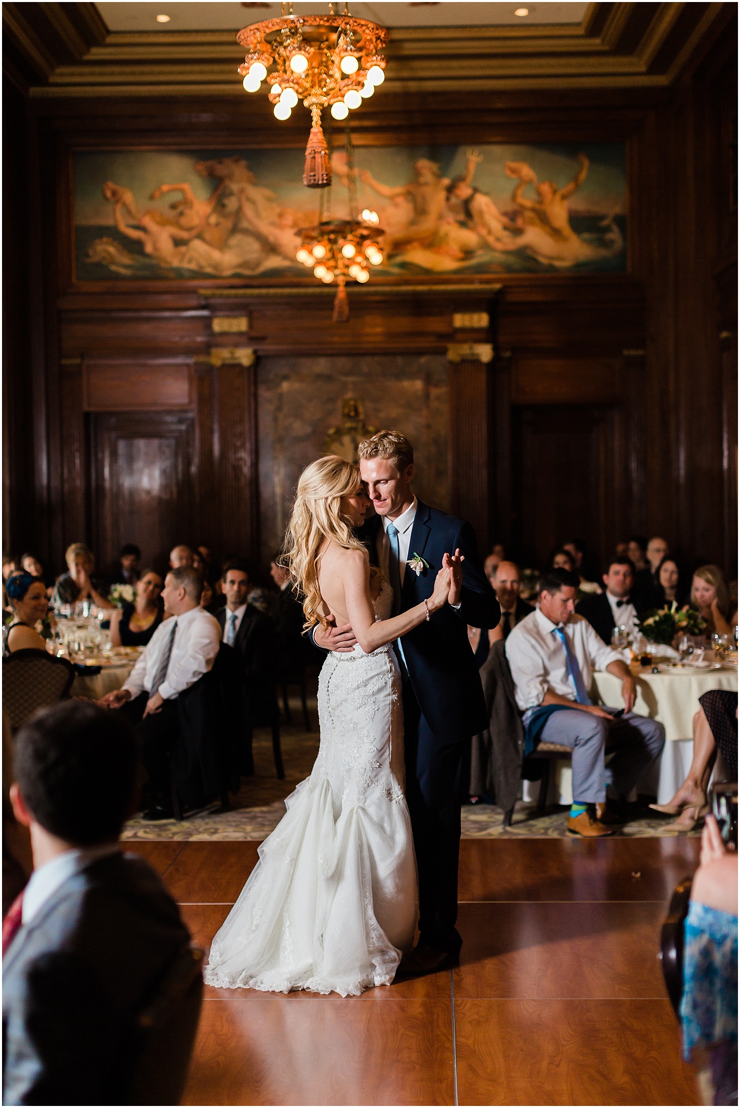 First Dance during Wedding Reception at Army and Navy Club in DC, Navy and Blush Summer Wedding at the Army and Navy Club, Ceremony at Capitol Hill Baptist Church, Sarah Bradshaw Photography, DC Wedding Photographer