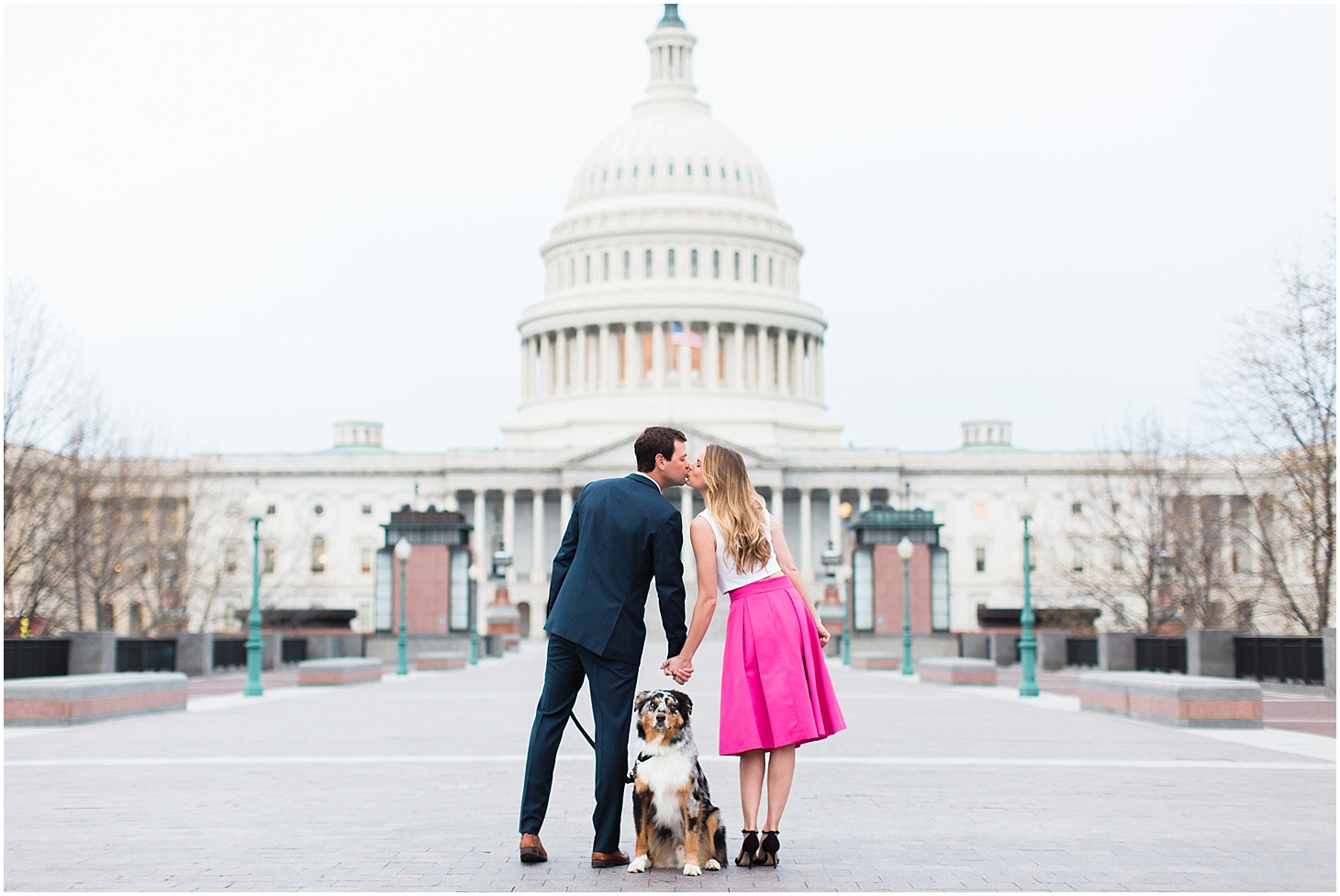 Engagement Portraits with Dog and Cherry Blossoms at Capitol, Spring Sunrise Engagement at US Capitol and Yards Park, Sarah Bradshaw Photography, DC Wedding Photographer
