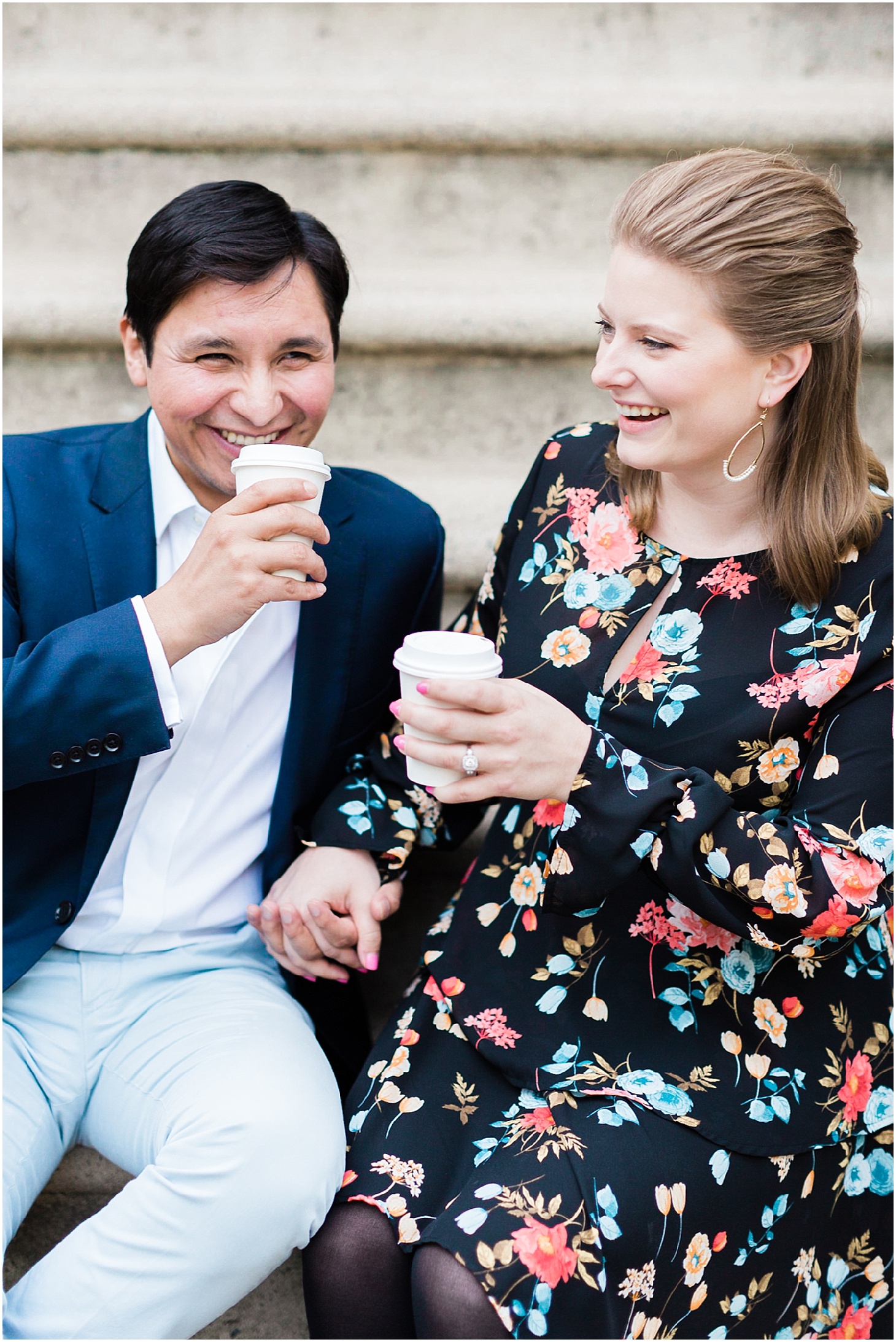 Engagement Portraits on Brownstone in NYC, Springtime Engagement in Queens NYC, Sarah Bradshaw Photography