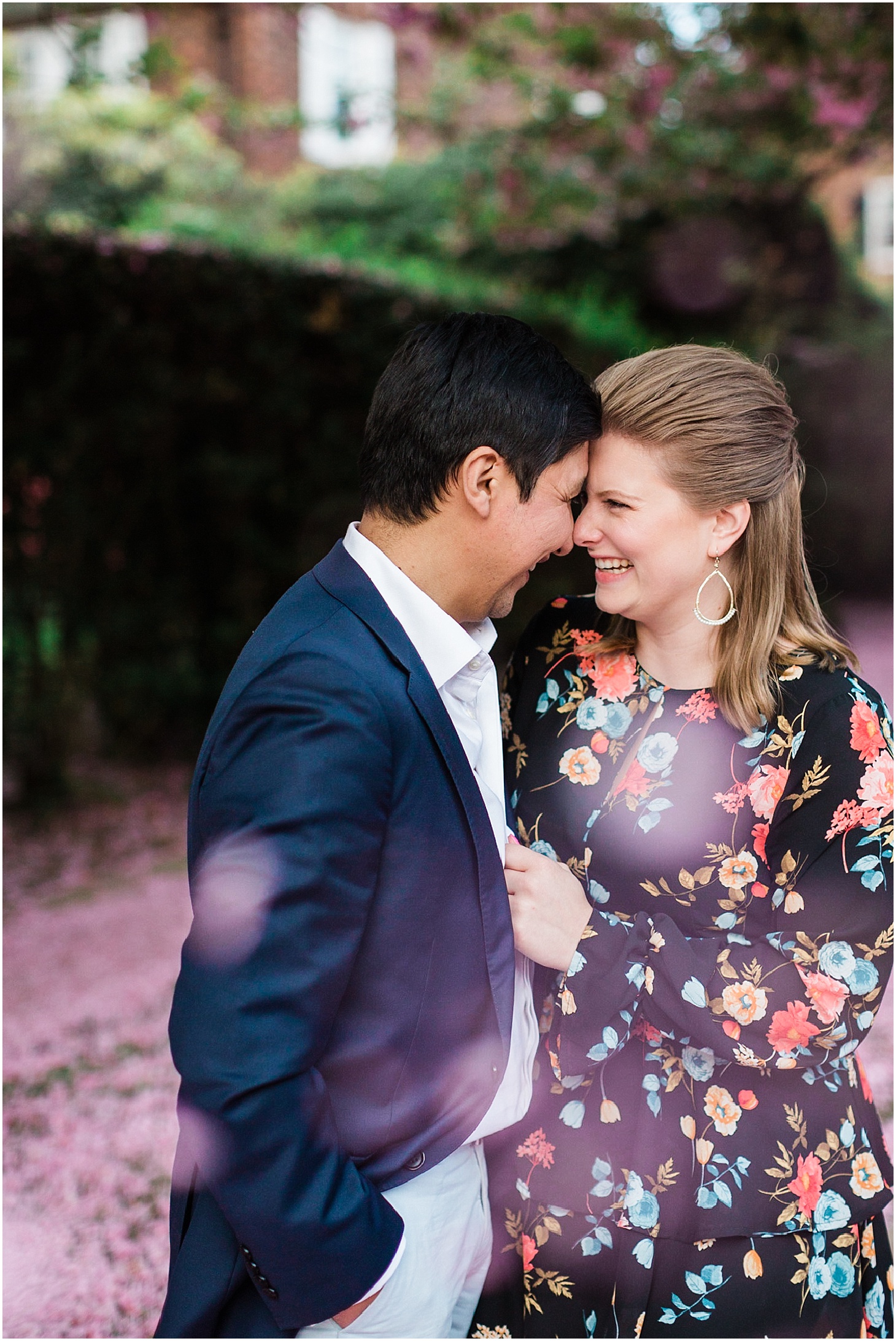 Engagement Portraits with Cherry Blossoms in NYC, Springtime Engagement in Queens NYC, Sarah Bradshaw Photography