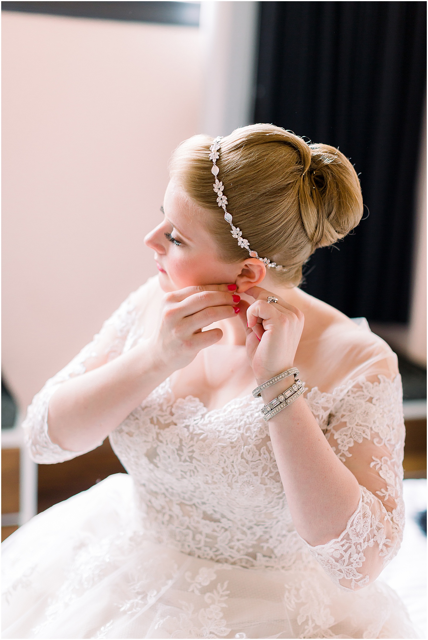 Bride Getting Ready at Quirk Hotel, Maggie Sottero Wedding Dress, Ceremony at Grace and Holy Trinity Episcopal Church, Burgundy and Blush Christmas Wedding at Richmond’s Commonwealth Club, Sarah Bradshaw Photography