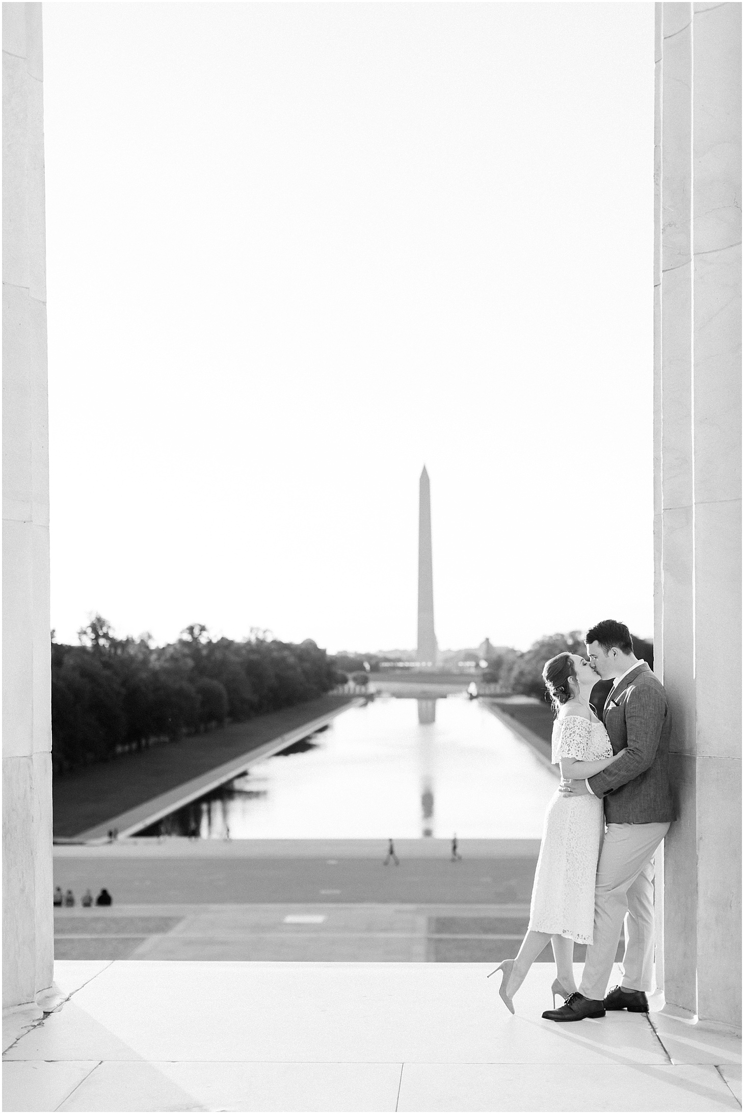 Portraits at the Lincoln Memorial Reflecting Pool, Intimate Sunrise Wedding Portraits at the Lincoln Memorial, Sarah Bradshaw Photography, DC Wedding Photographer