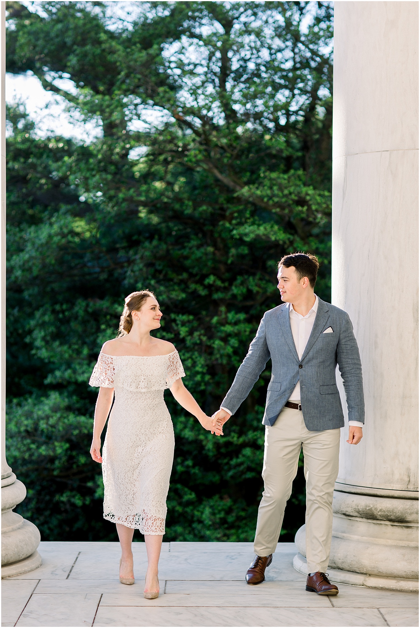 Portraits at the Jefferson Memorial, Intimate Sunrise Wedding Portraits at the Lincoln Memorial, Sarah Bradshaw Photography, DC Wedding Photographer