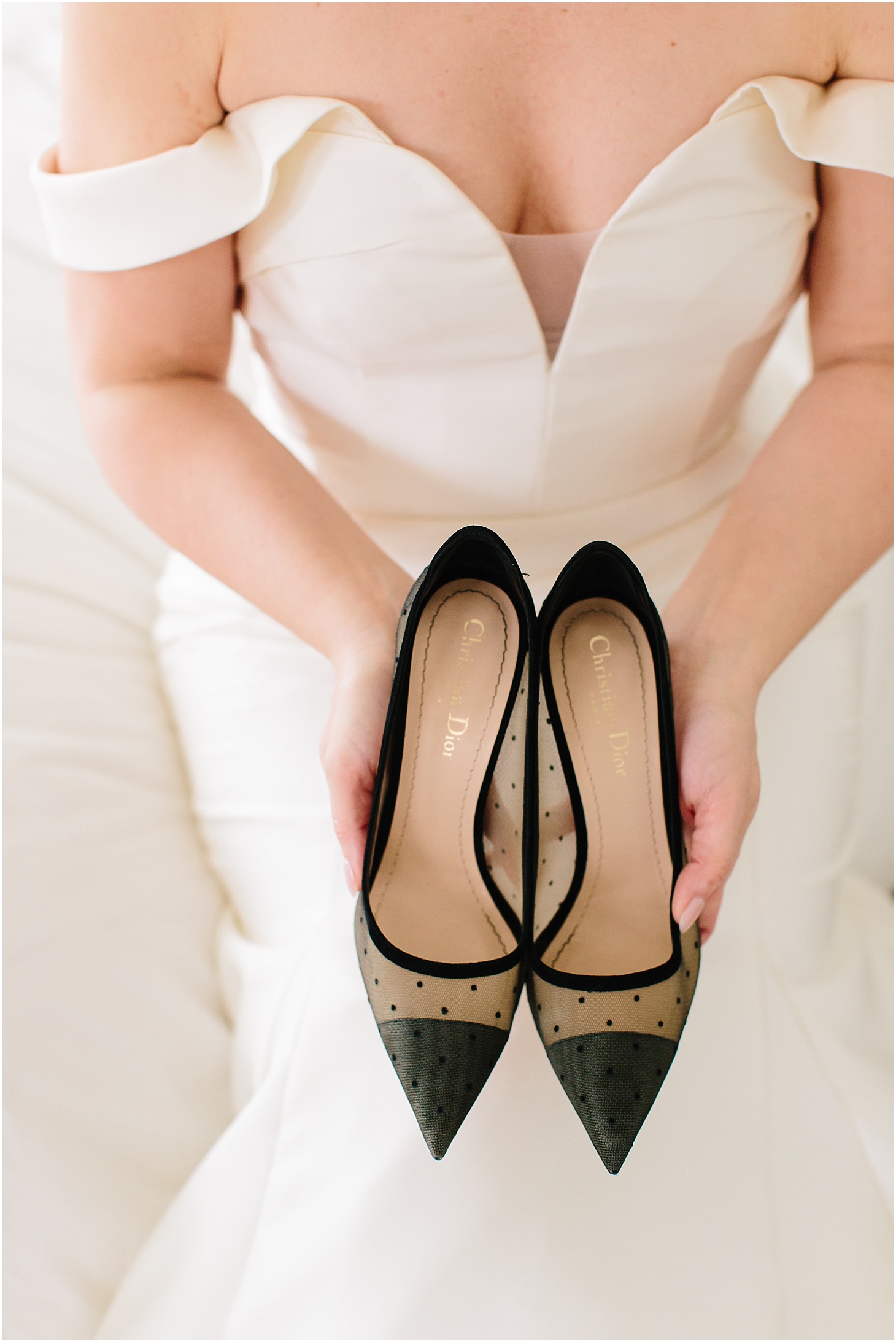Bride Getting Ready at The LINE Hotel DC, Christian Dior Shoes and Anne Barge Wedding Gown, Modern Spring Wedding at The LINE Hotel DC, Wedding Ceremony at National United Methodist Church, Sarah Bradshaw Photography, DC Wedding Photographer