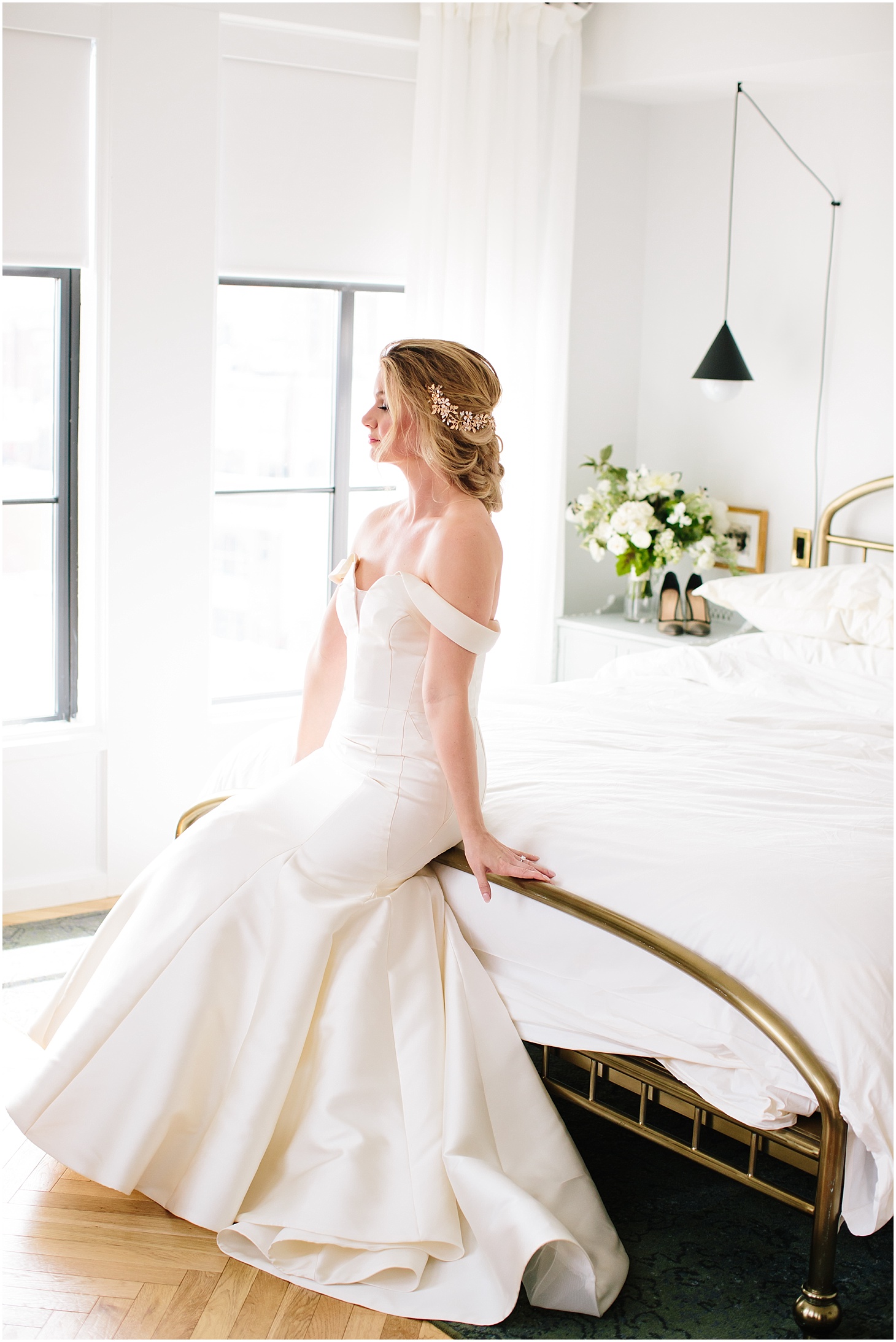 Bridal Portrait at The LINE Hotel DC, Anne Barge Wedding Gown, Modern Spring Wedding at The LINE Hotel DC, Wedding Ceremony at National United Methodist Church, Sarah Bradshaw Photography, DC Wedding Photographer
