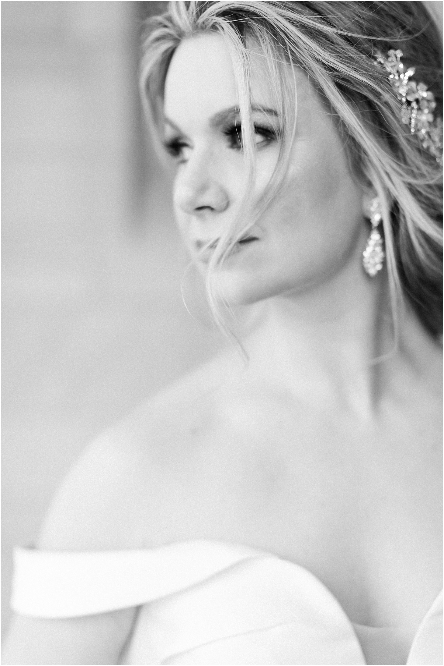 Black and White Bridal Portrait at National United Methodist Church, Modern Spring Wedding at The LINE Hotel DC, Wedding Ceremony at National United Methodist Church, Sarah Bradshaw Photography, DC Wedding Photographer