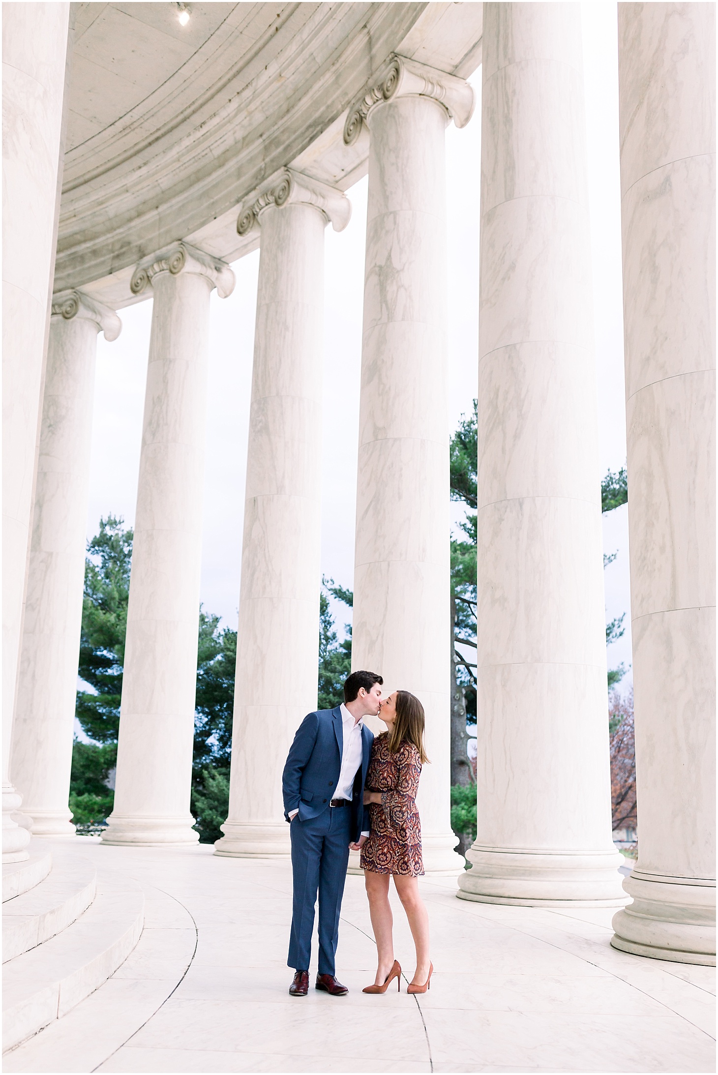 Engagement Portraits at Jefferson Memorial, Winter Evening Engagement Session in DC, Sarah Bradshaw Photography, DC Wedding Photographer