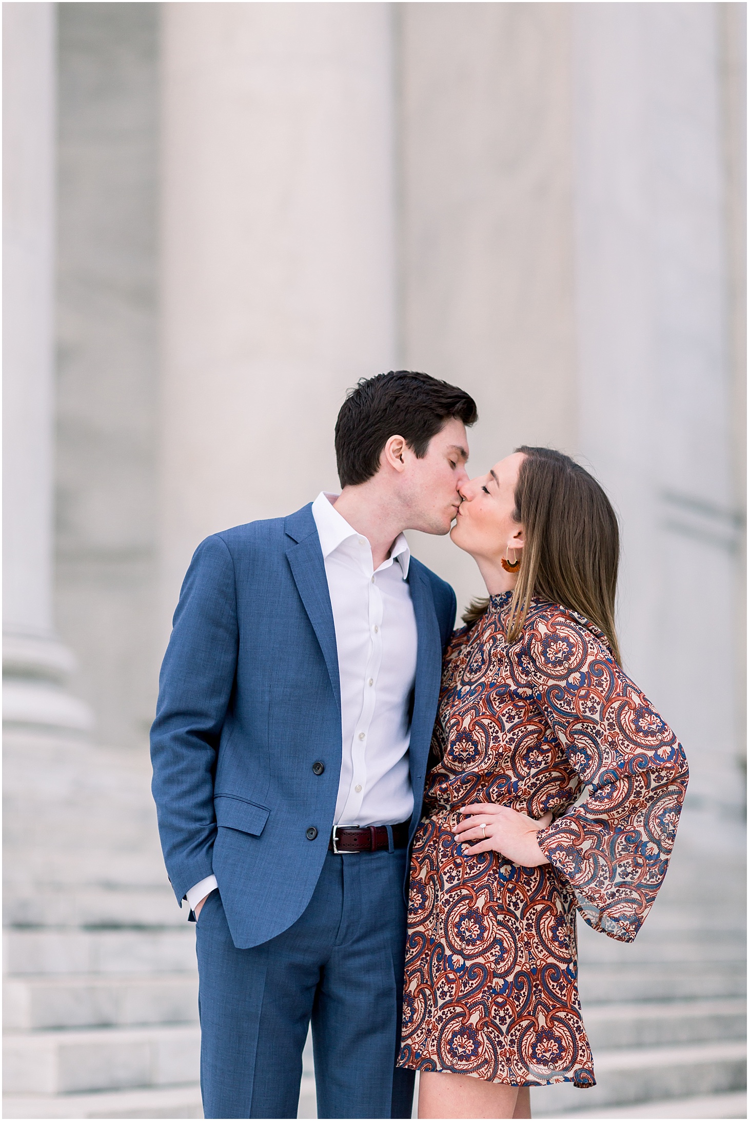 Engagement Portraits at Jefferson Memorial, Winter Evening Engagement Session in DC, Sarah Bradshaw Photography, DC Wedding Photographer