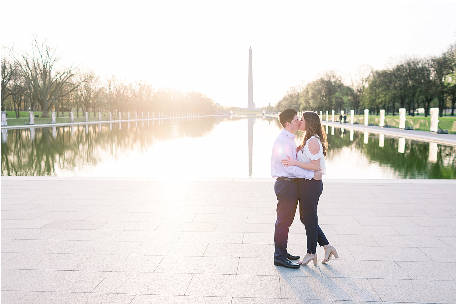 Engagement Portraits in Washington DC, Stylish Sunrise Engagement Session at Lincoln Memorial, Sarah Bradshaw Photography