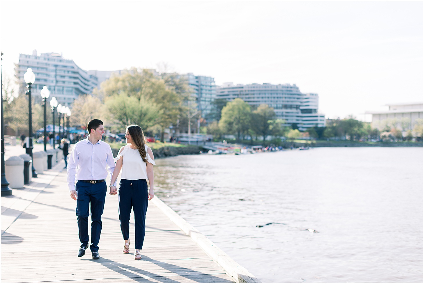 Engagement Portraits at Georgetown Waterfront, Stylish Sunrise Engagement Session at Lincoln Memorial, Sarah Bradshaw Photography