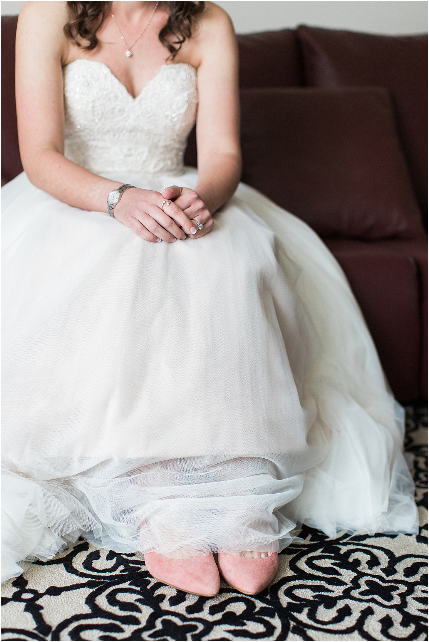 Bride Getting Ready at Kimpton Donovan Hotel, Dusty Blue and Pink Jewish Wedding at Women in the Arts, Sarah Bradshaw Photography, DC Wedding Photographer 