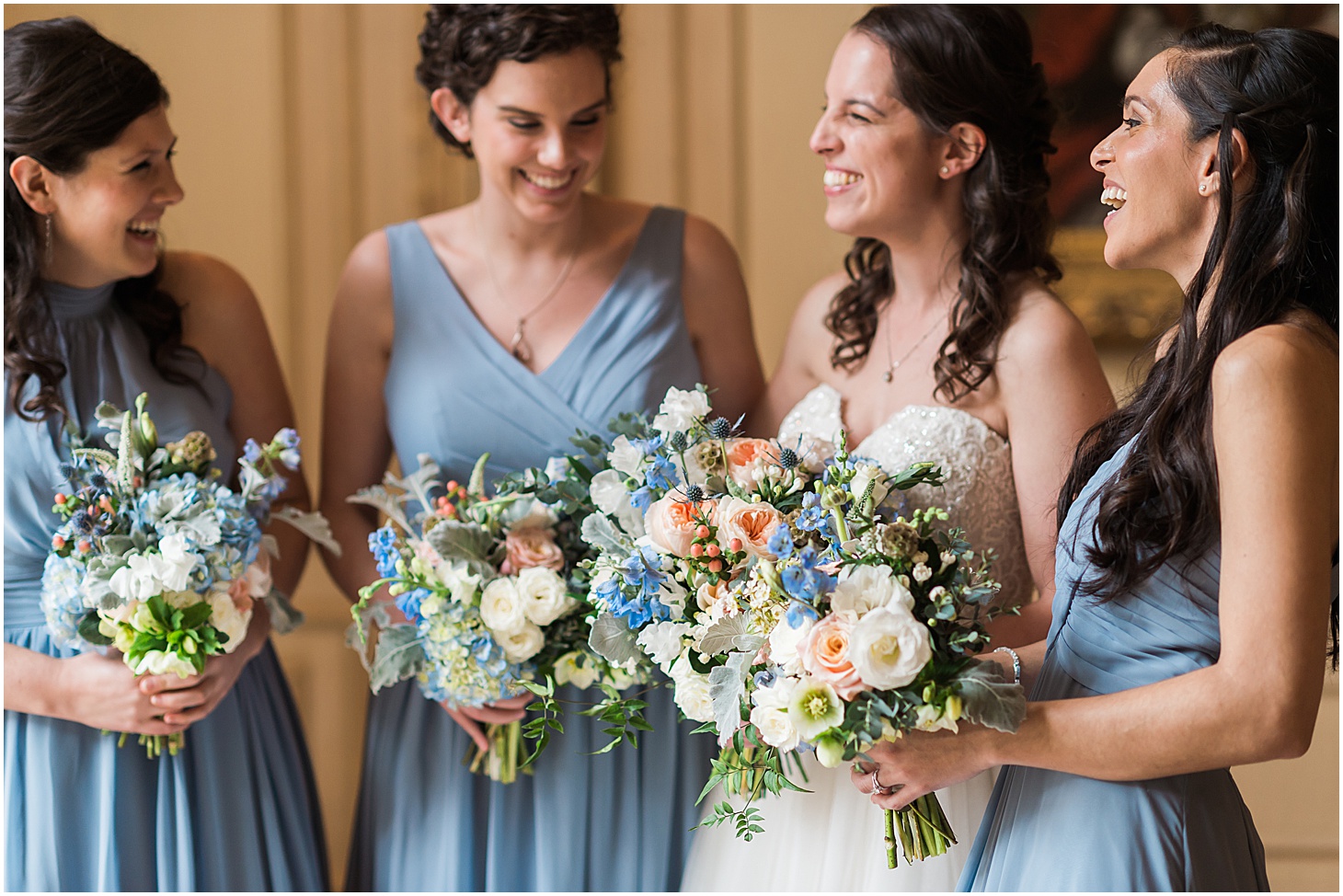 Bridal Party Portraits at National Museum of Women in the Arts, Kimpton Donovan Hotel, Dusty Blue and Pink Jewish Wedding at Women in the Arts, Sarah Bradshaw Photography, DC Wedding Photographer 