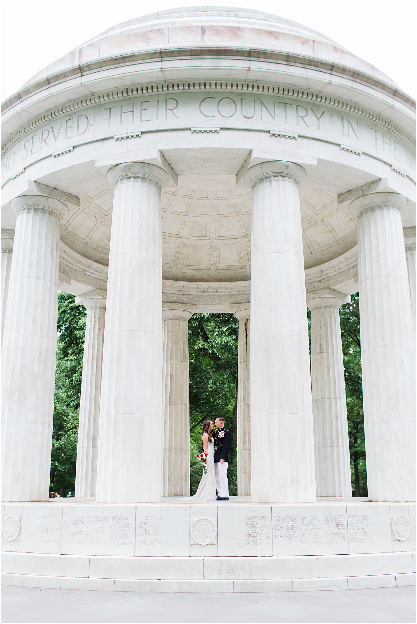 Spring Wedding Portraits on National Mall, Intimate Military Wedding at DC War Memorial, Sarah Bradshaw Photography, DC Wedding Photographer