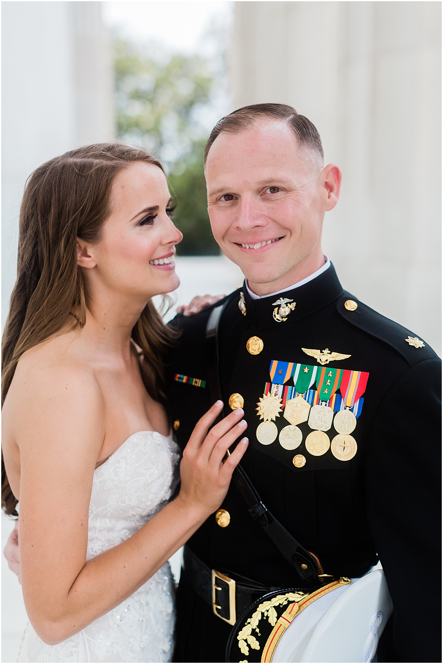 Spring Wedding Portraits at Lincoln Memorial, Intimate Military Wedding at DC War Memorial, Sarah Bradshaw Photography, DC Wedding Photographer