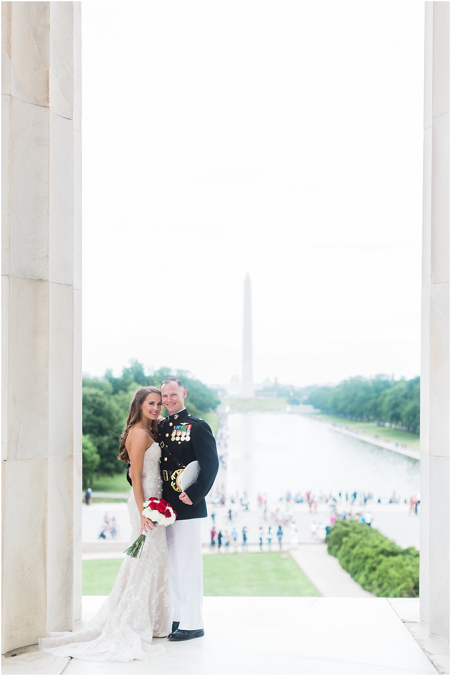 Spring Wedding Portraits at Lincoln Memorial, Intimate Military Wedding at DC War Memorial, Sarah Bradshaw Photography, DC Wedding Photographer