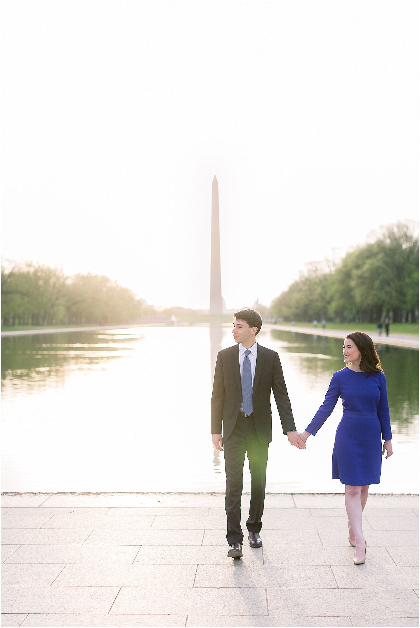 Engagement Portraits at Reflecting Pool in DC, Spring Blooms Engagement Session at the United States Supreme Court, Sarah Bradshaw Photography, DC Engagement Photographer
