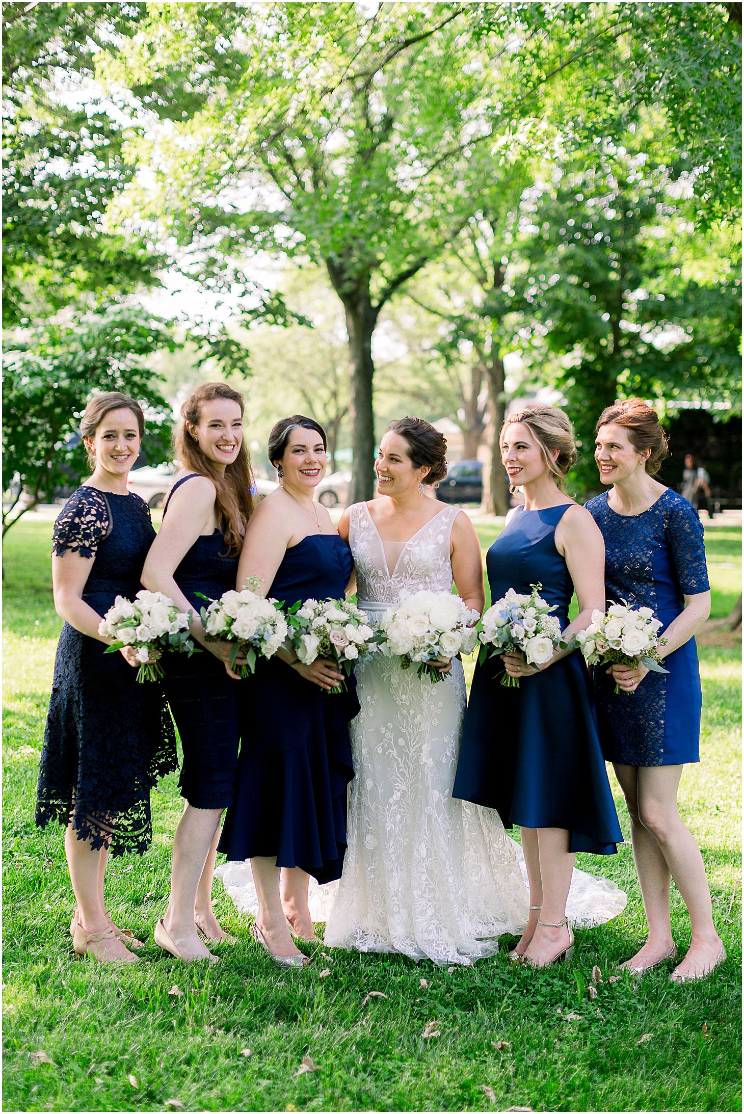 Bridal Party at Lincoln Memorial in DC, Romantic Spring Wedding at Dumbarton House Gardens, Sarah Bradshaw Photography