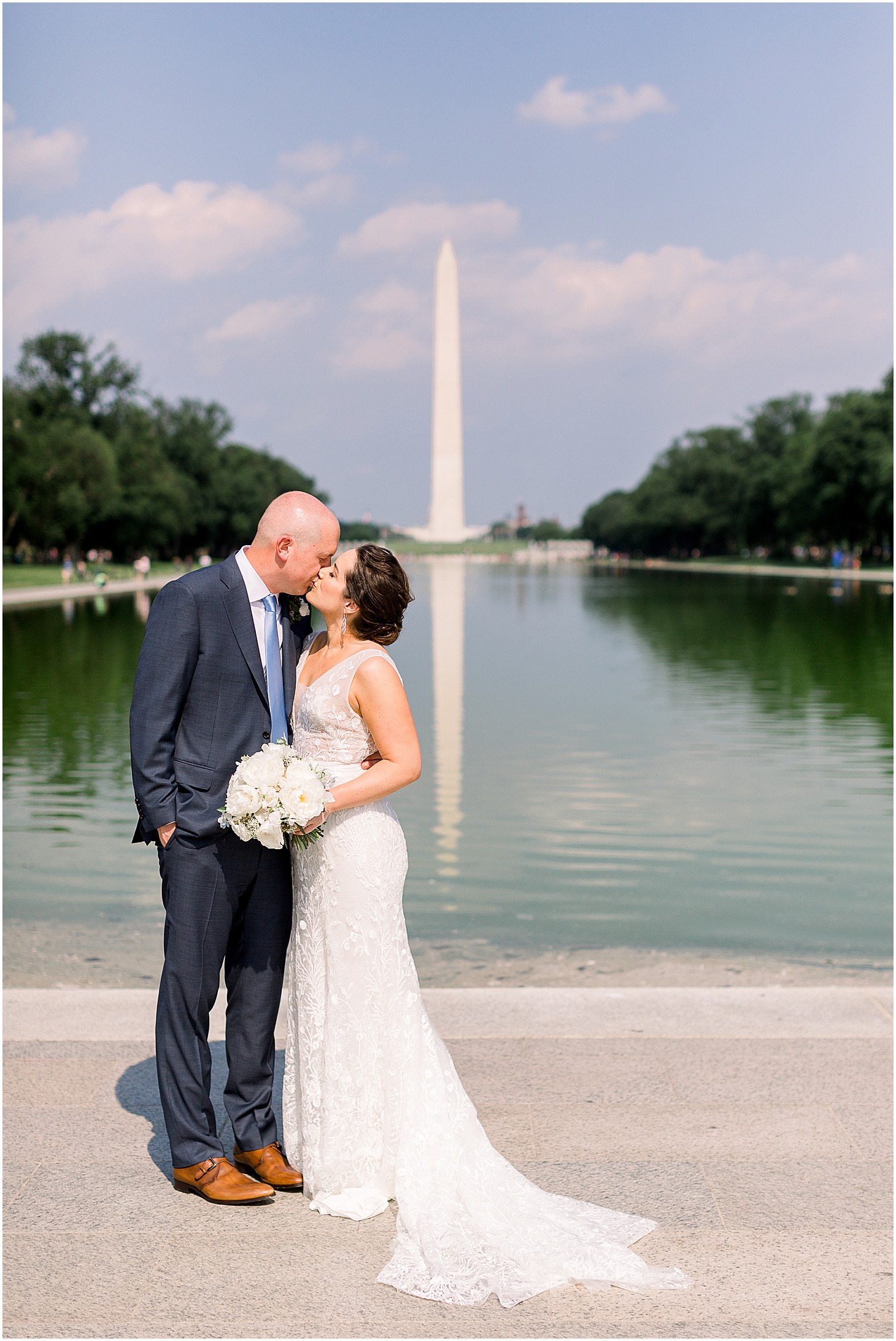 Wedding Portraits at Lincoln Memorial Reflecting Pool in DC, Romantic Spring Wedding at Dumbarton House Gardens, Sarah Bradshaw Photography