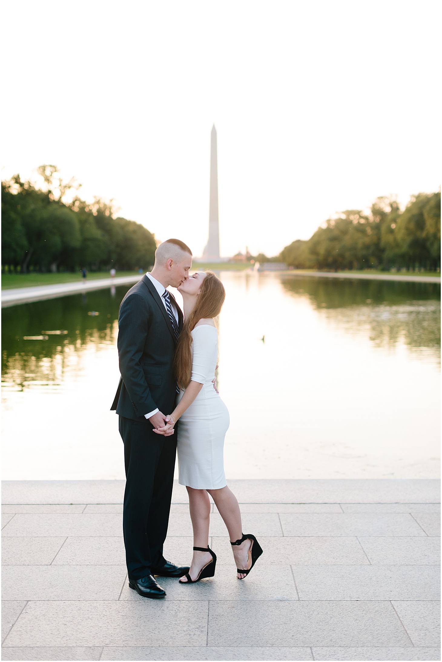 Elegant Engagement Portraits in DC, Summer Sunrise Engagement at the Lincoln Memorial, Sarah Bradshaw Photography, DC Wedding Photographer