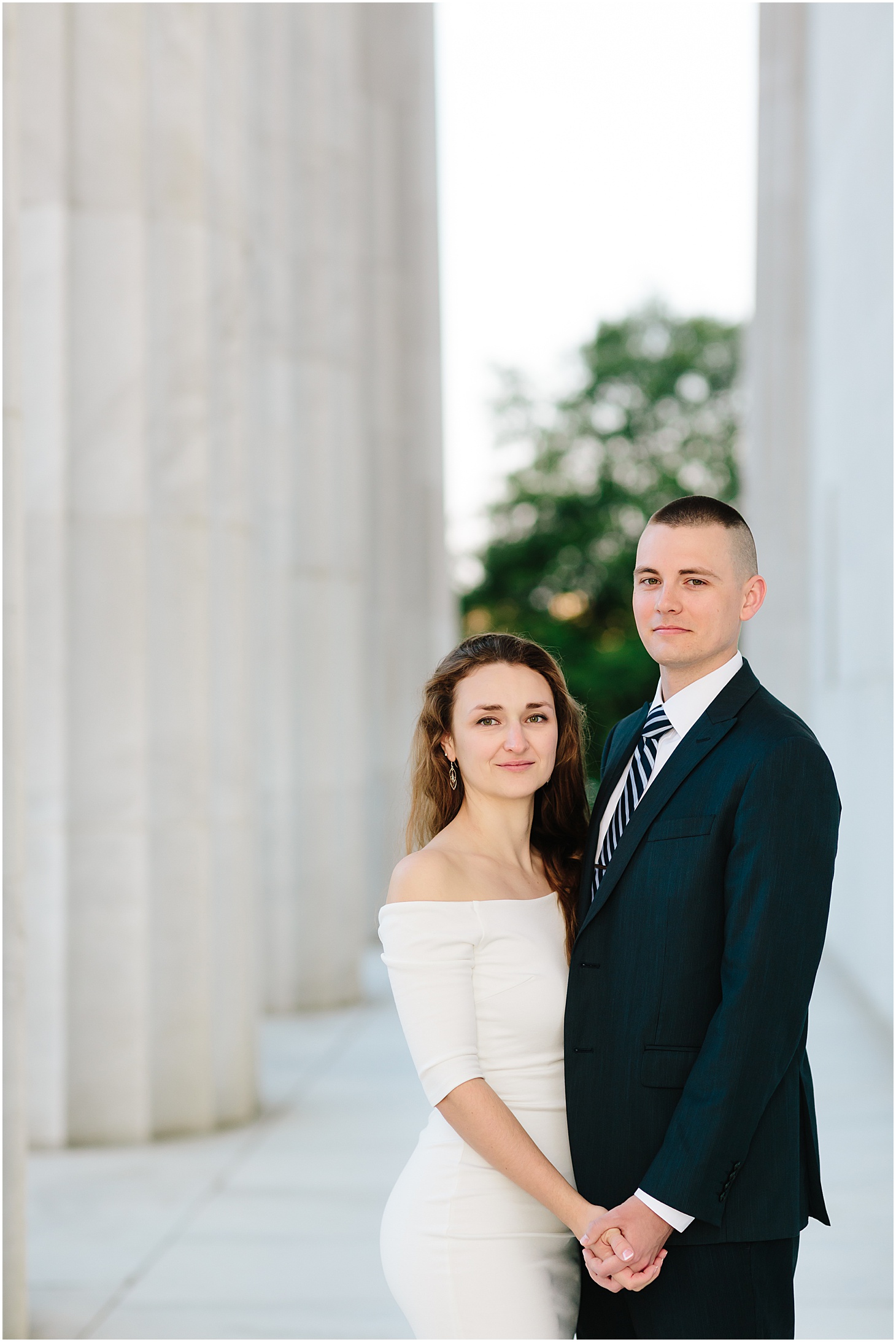 Elegant Engagement Portraits in DC, Summer Sunrise Engagement at the Lincoln Memorial, Sarah Bradshaw Photography, DC Wedding Photographer
