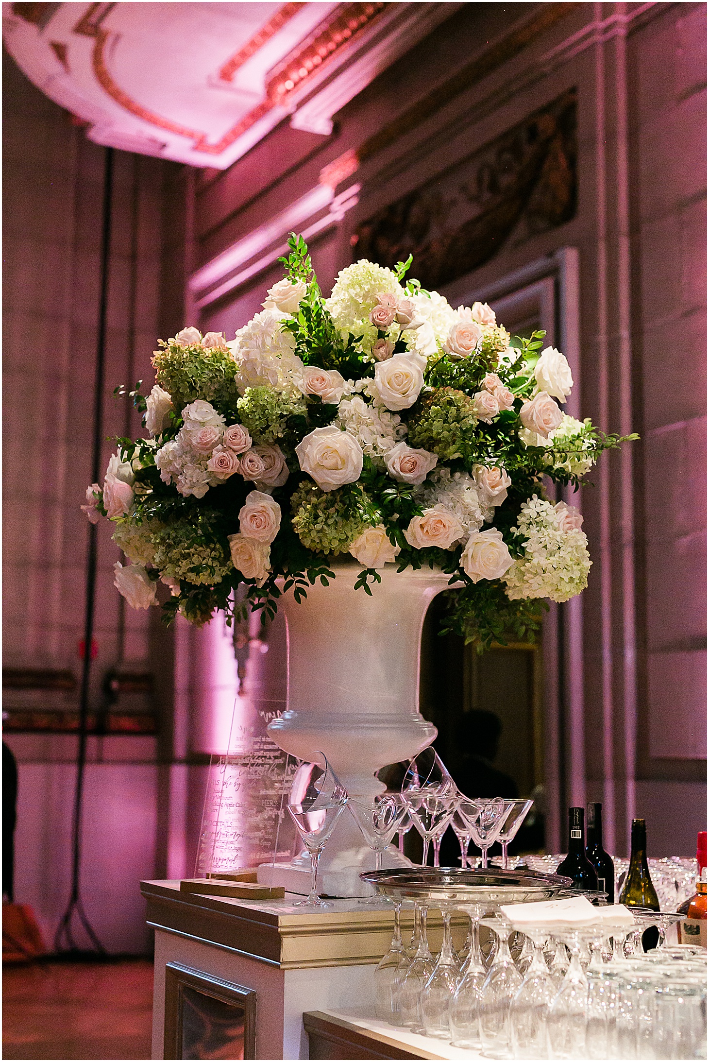 Amaryllis Floral and Event Design, Wedding Reception at Andrew Mellon Auditorium, Sarah Bradshaw Photography, DC Wedding Photographer