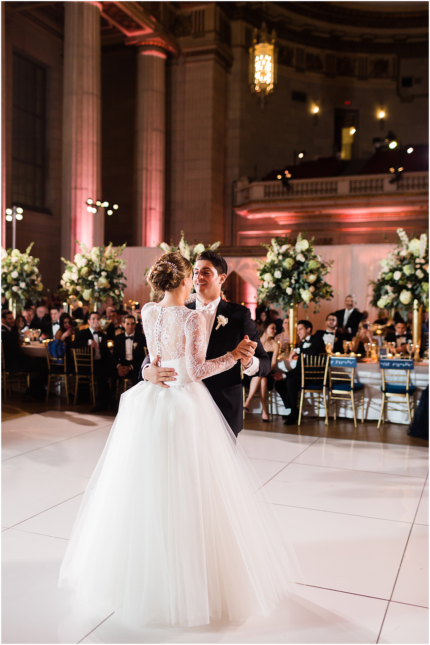 First Dance, Wedding Reception at Andrew Mellon Auditorium, Sarah Bradshaw Photography, DC Wedding Photographer