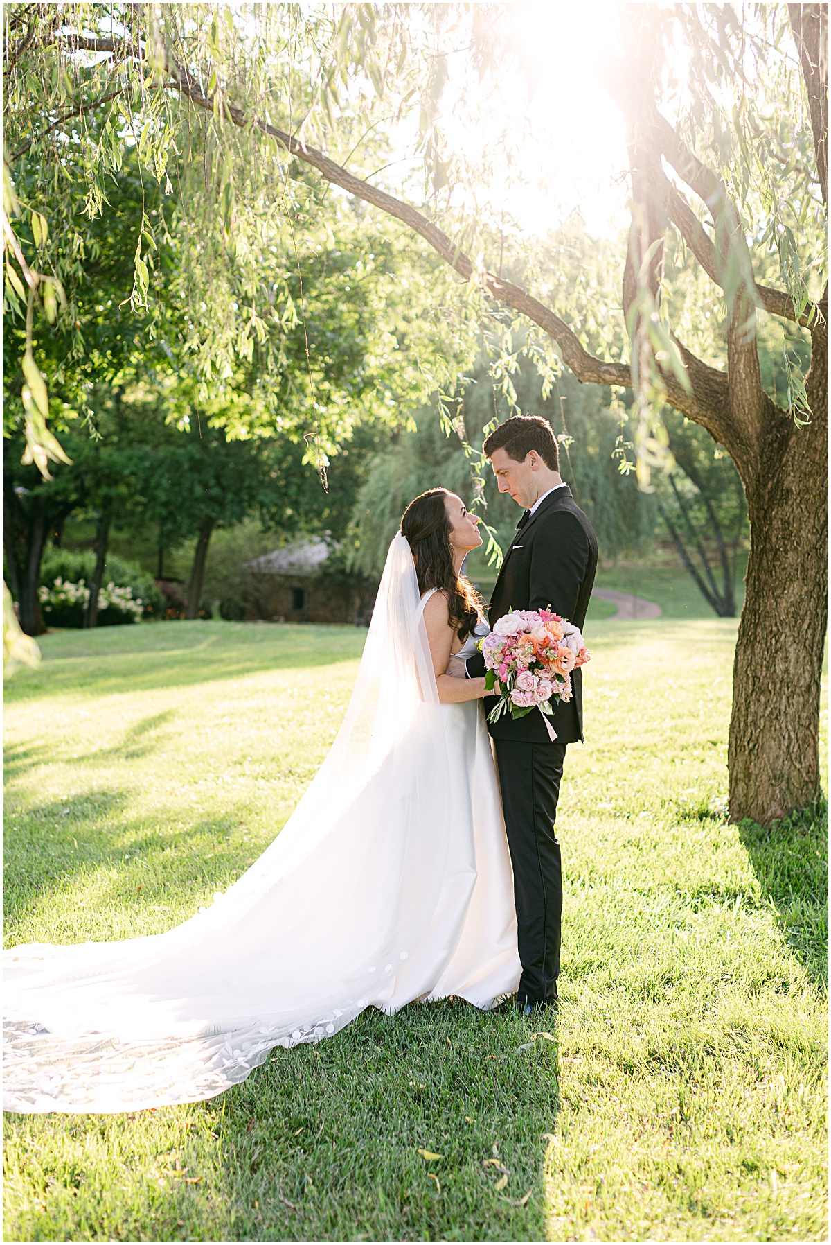 Portraits with the willow tree. Joyful summer wedding at the Inn at Willow Grove by Sarah Bradshaw. Planning by Kelley Cannon Events.