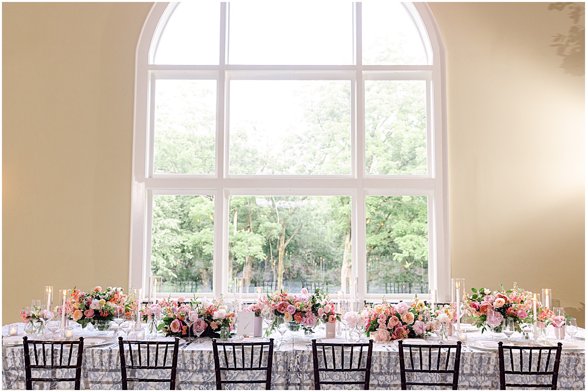 Head table. Joyful summer wedding at the Inn at Willow Grove by Sarah Bradshaw. Planning by Kelley Cannon Events. Florals by Holly Chapple.