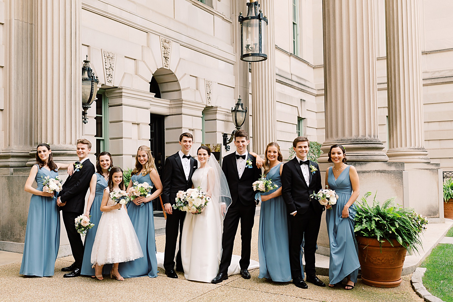 French blue wedding party at Anderson House Wedding by Sarah Bradshaw