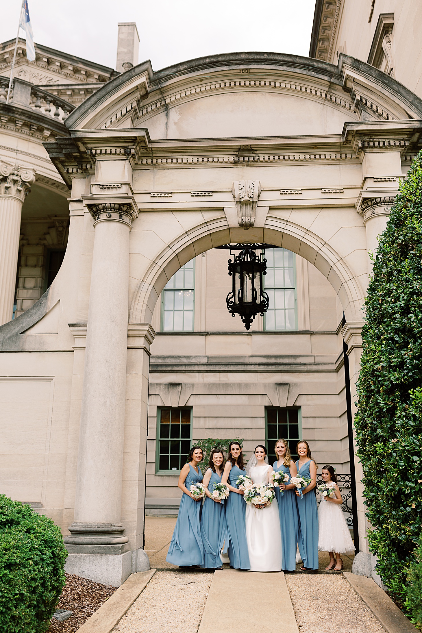 French blue bridesmaids at Anderson House Wedding by Sarah Bradshaw