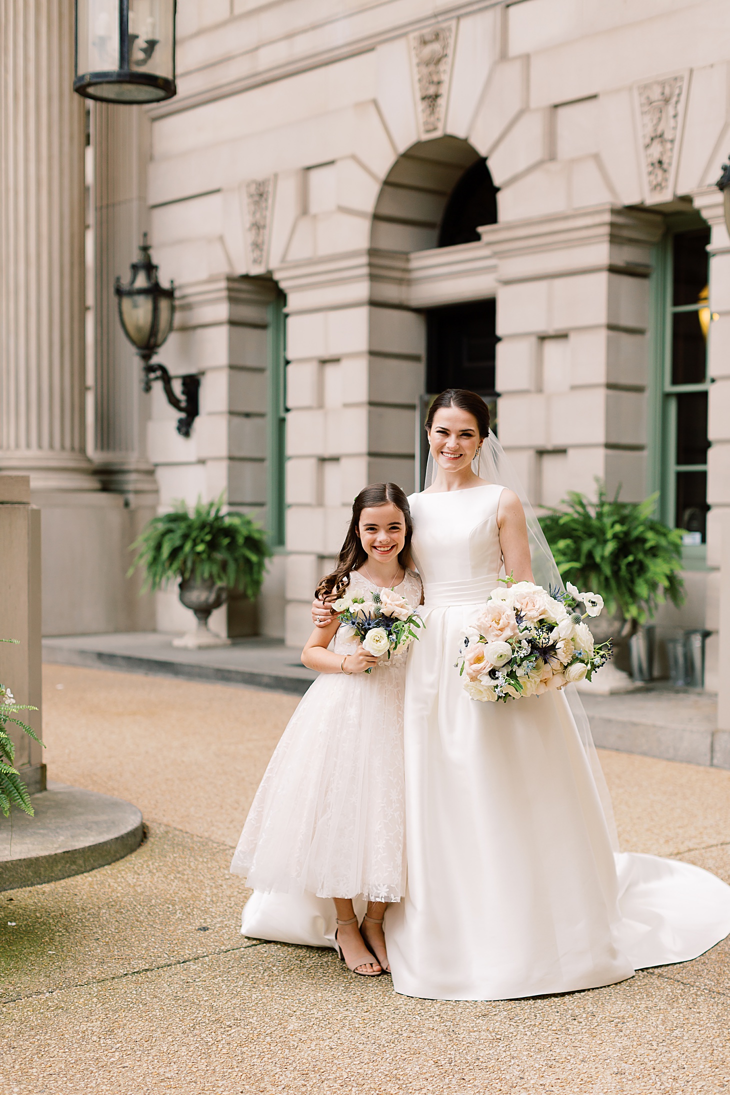 Bride & flower girl at Anderson House Wedding by Sarah Bradshaw