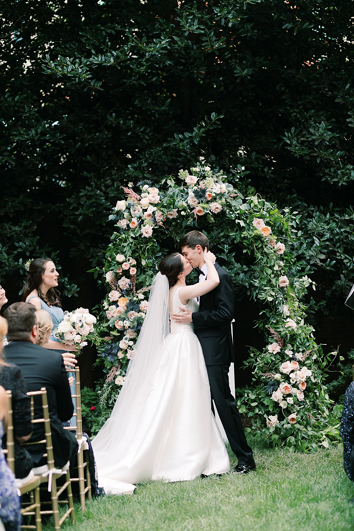 Outdoor ceremony at Anderson House Wedding by Sarah Bradshaw