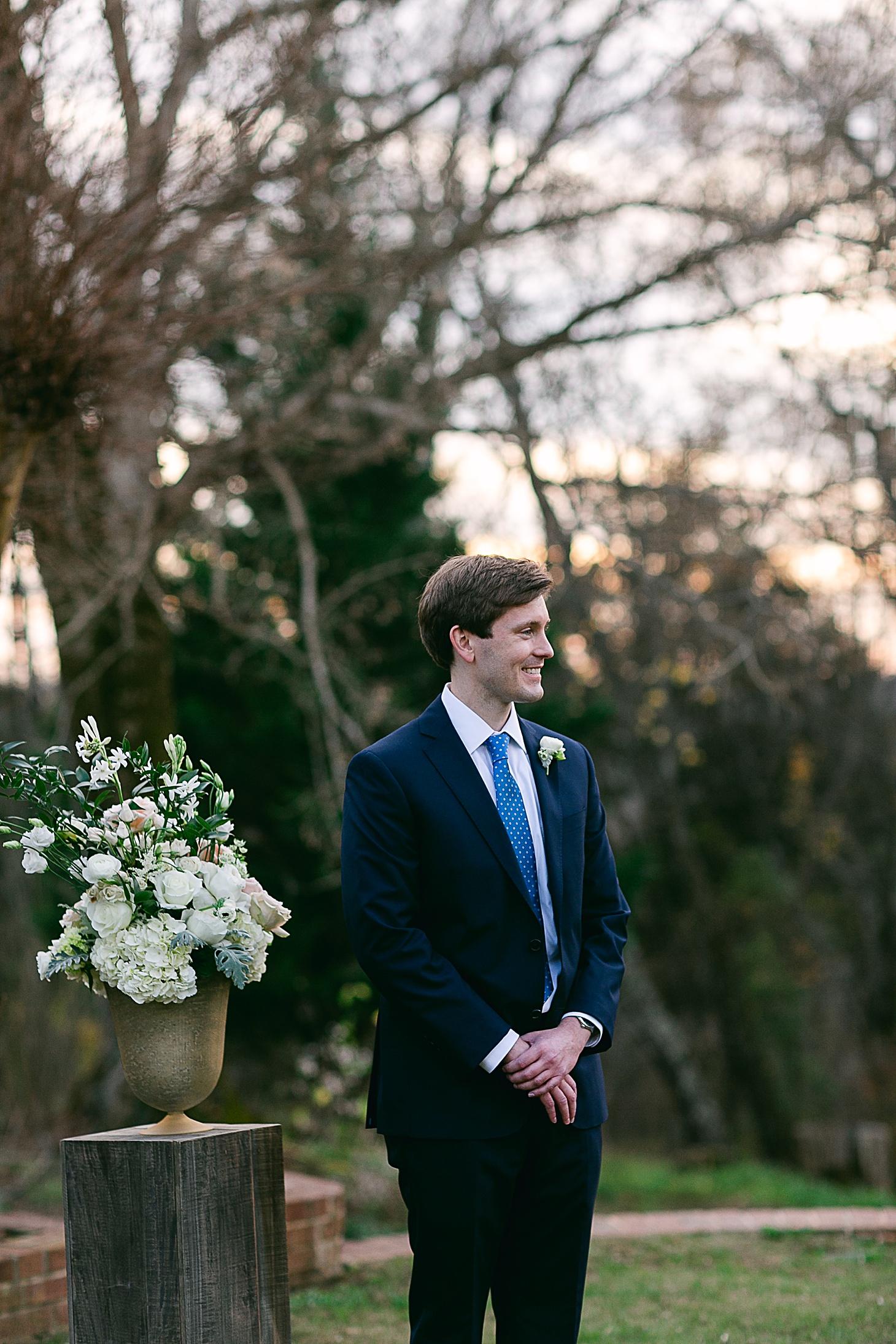 Groom ceremony at wedding at The Clifton Charlottesville by Sarah Bradshaw Photography