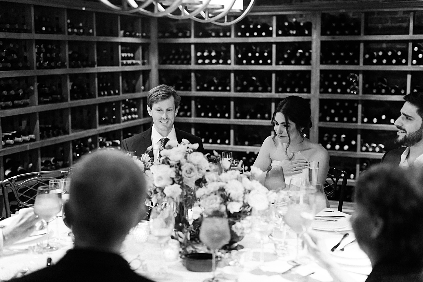 Intimate dinner in wine cellar at wedding at The Clifton Charlottesville by Sarah Bradshaw Photography