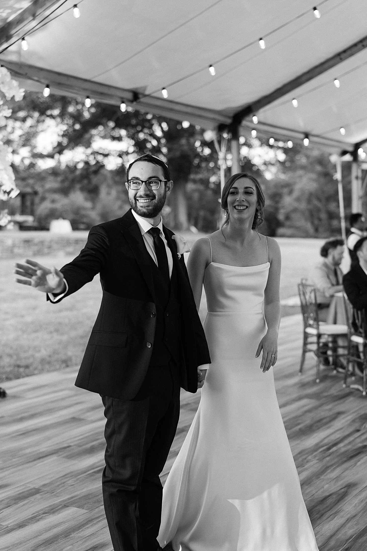 Welcome into reception  | Modern Music-Inspired Jewish Wedding at Private Estate by Sarah Bradshaw