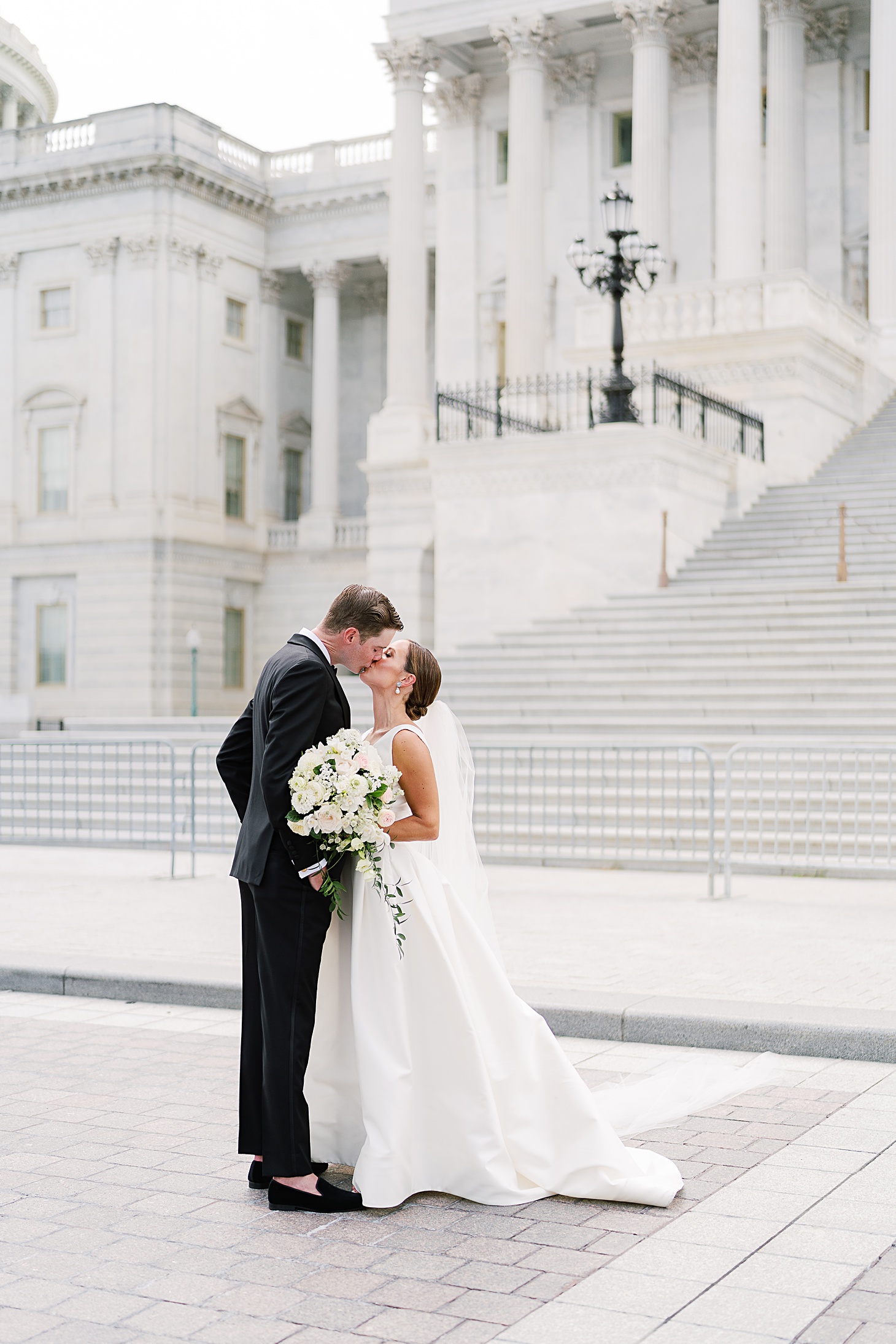 Bride & groom at US Capitol  | Traditional Family Wedding at Belle Haven Country Club in Alexandria by Sarah Bradshaw