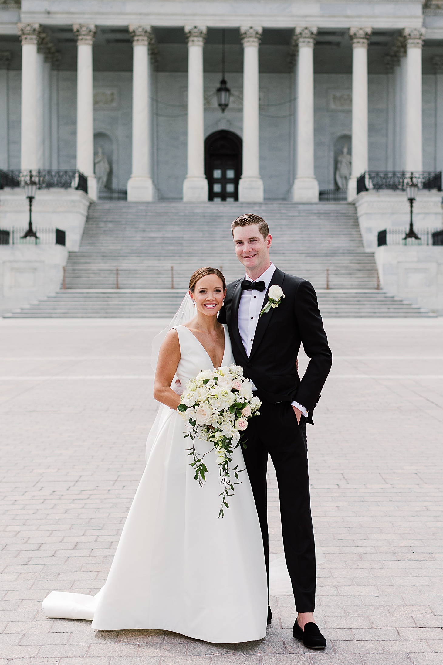 Bride & Groom at US Capitol  | Traditional Family Wedding at Belle Haven Country Club in Alexandria by Sarah Bradshaw