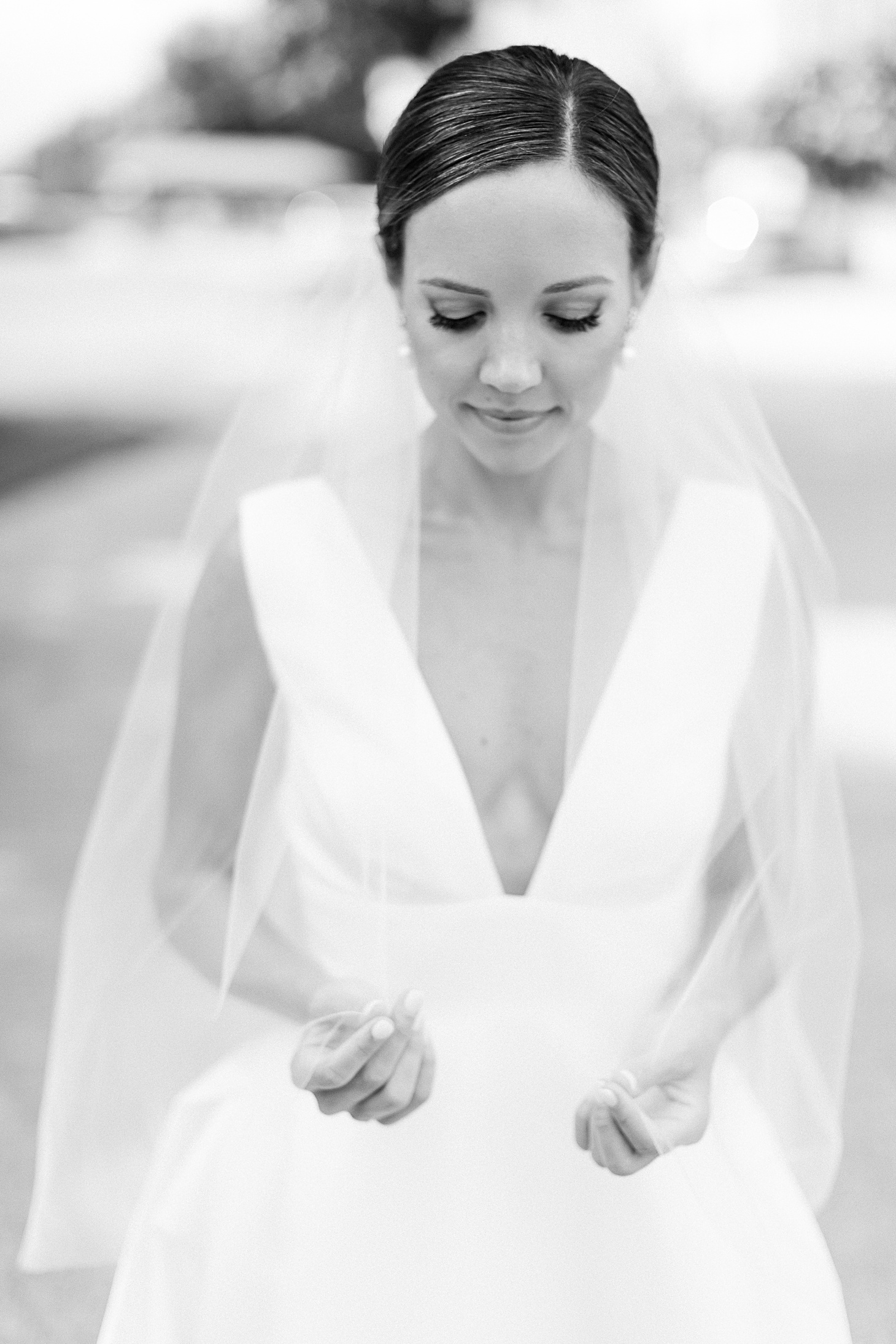 Black & White bridal portrait  | Traditional Family Wedding at Belle Haven Country Club in Alexandria by Sarah Bradshaw