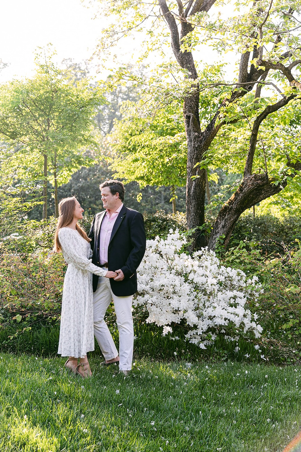 Springtime wedding engagement photo session in DC gardens. Sarah Bradshaw Photography.