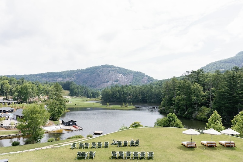 stunning view of lake and mountains at luxe mountain lodge. High Hampton in North Carolina, Sarah Bradshaw Photography